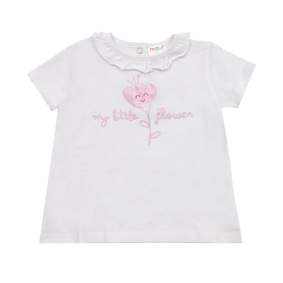 Mawi t-shirt jer con frill al collo e ricamo - Mawi