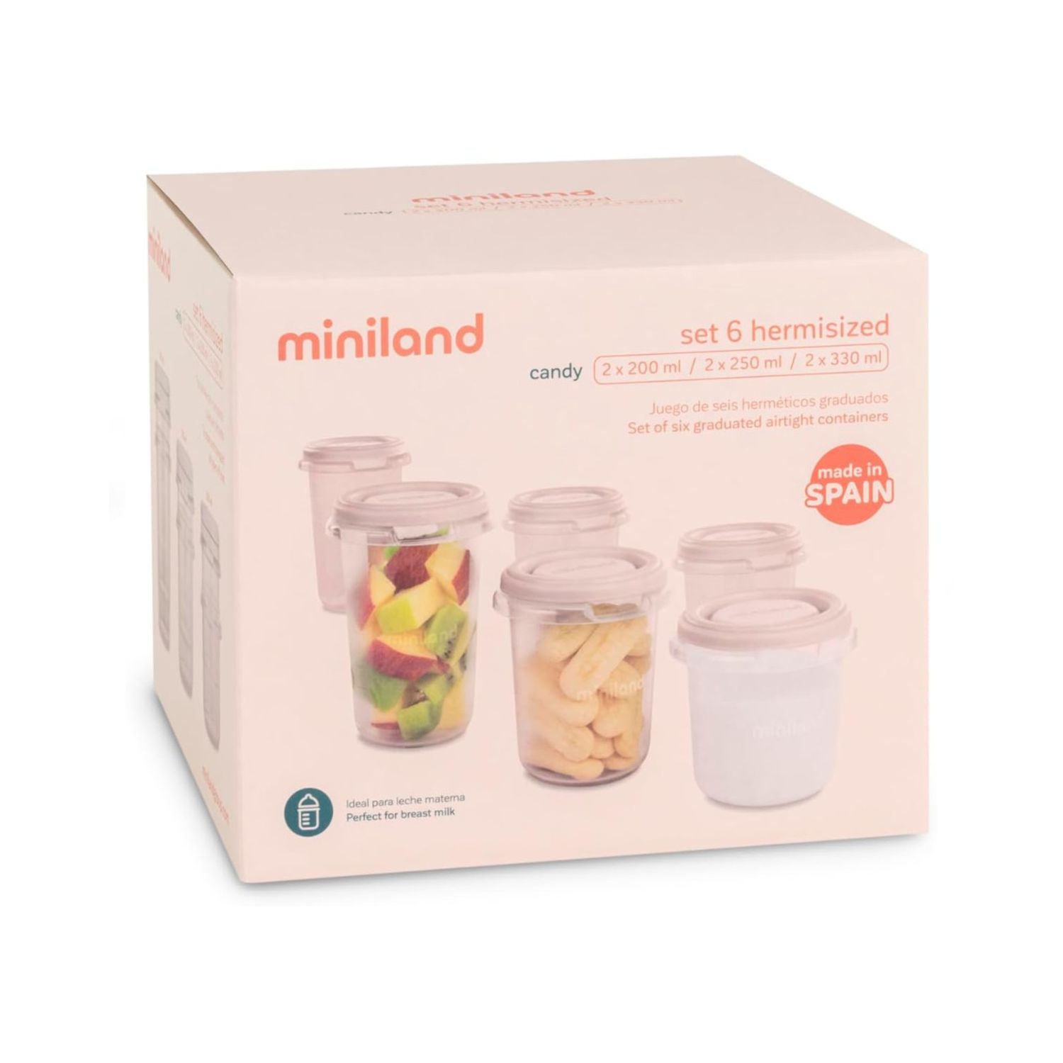 Set di 6 contenitori ermetici candy - miniland - Miniland