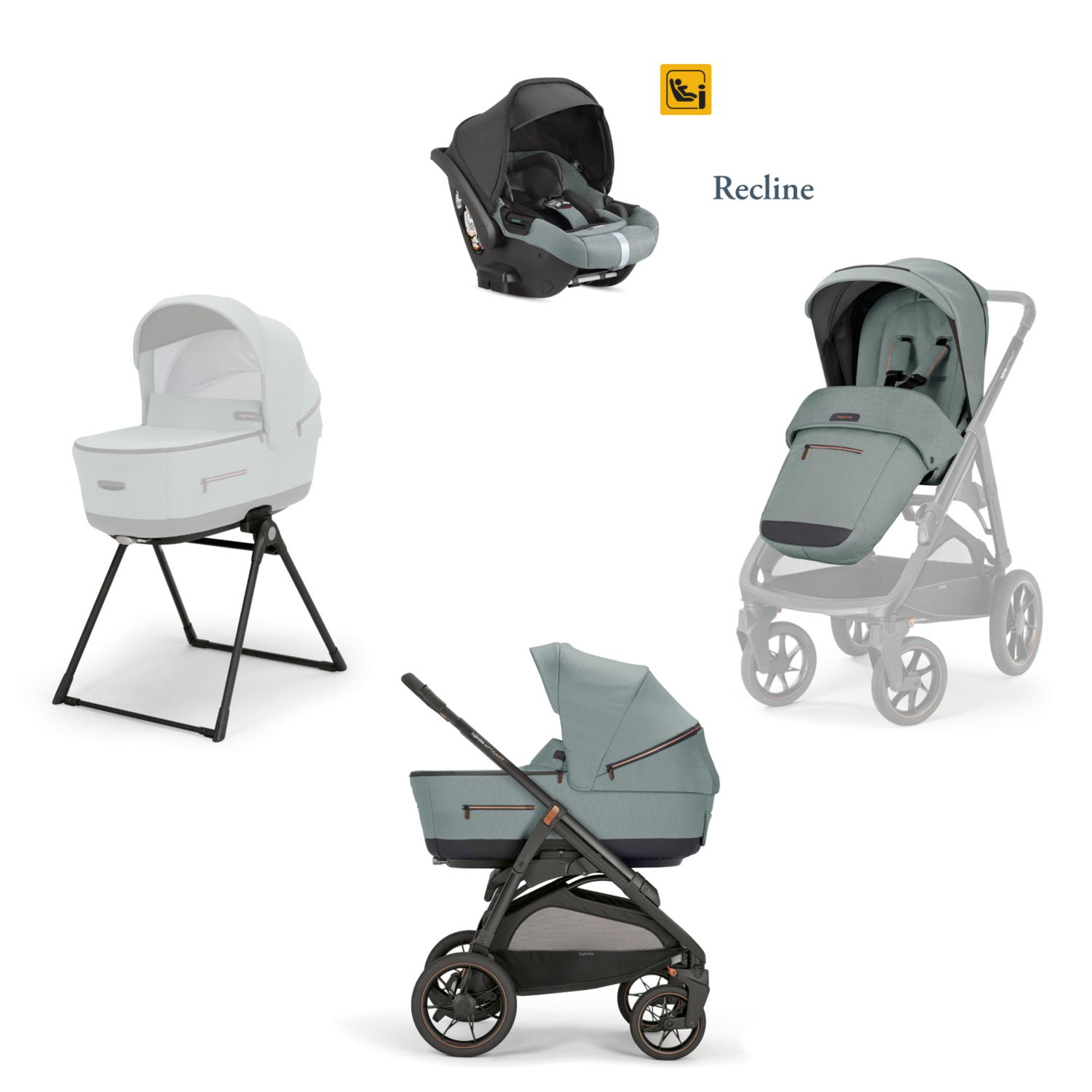 Aptica xt system quattro darwin recline colore igloo grey telaio nero - inglesina - Inglesina