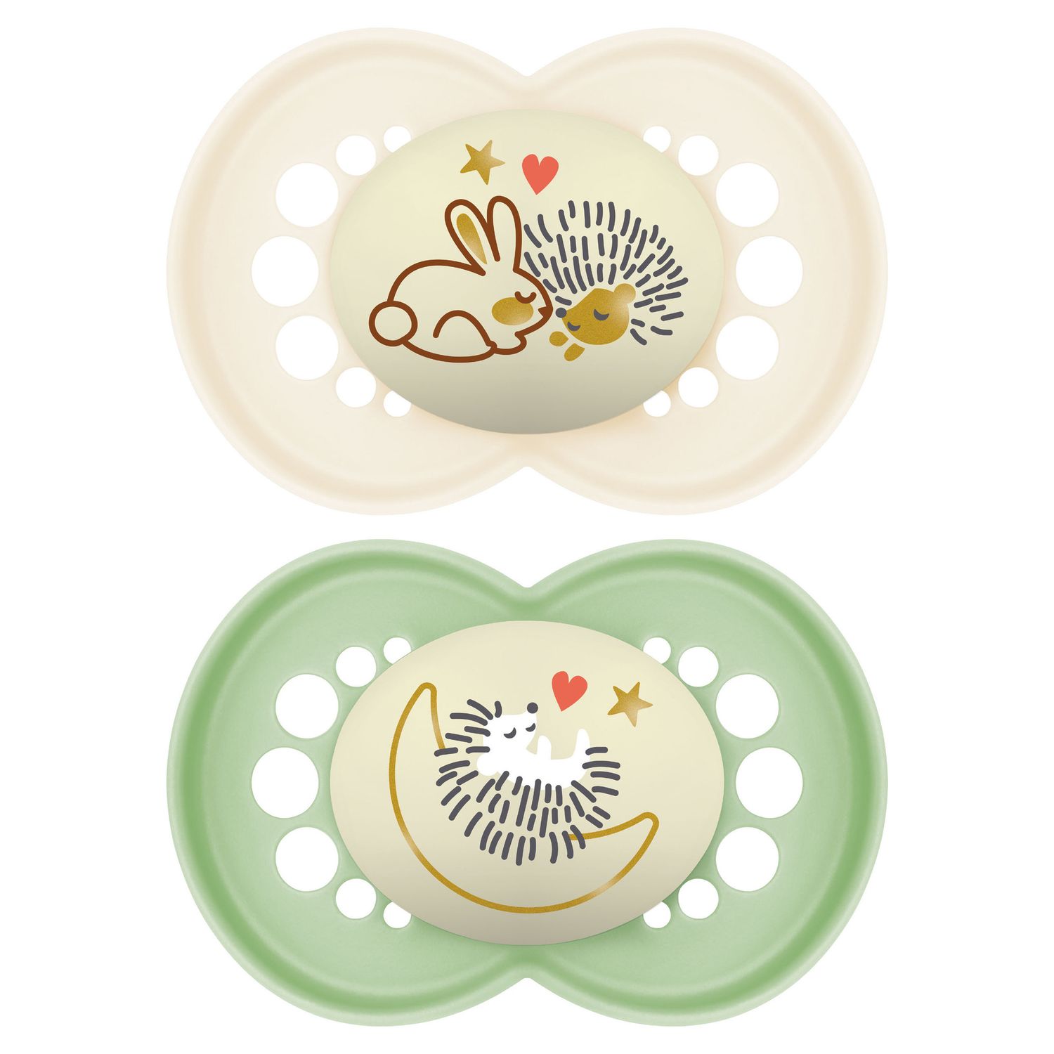 Succhietti original night 16+ caucciù bio-circolare conf. doppia verde/panna - mam - Mam