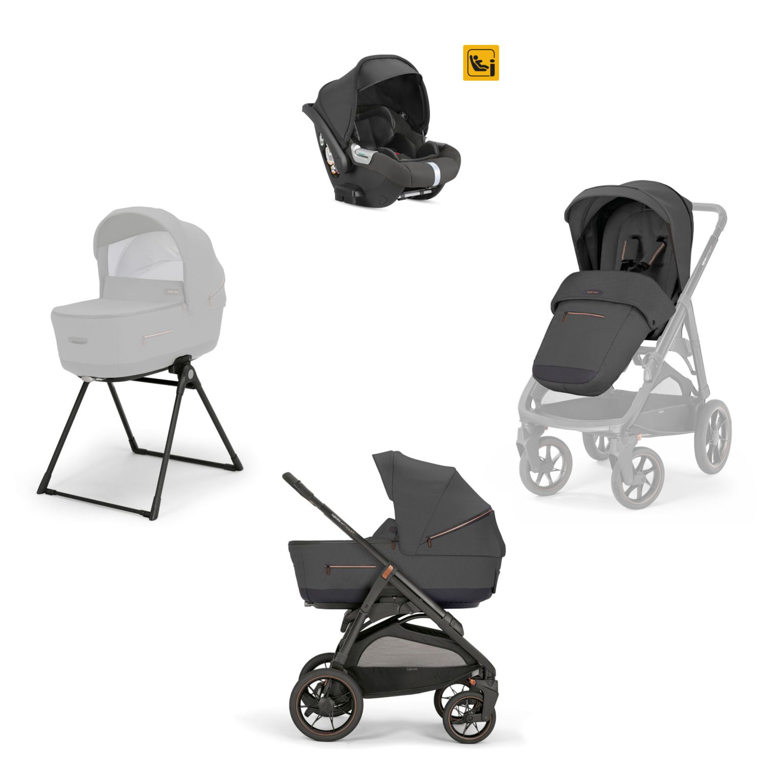 Aptica xt system quattro darwin colore magnet grey telaio nero - inglesina - Inglesina