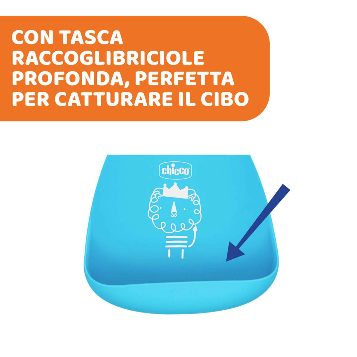 Bavaglino in silicone azzurro 6m+ facile da arrotolare - chicco - Chicco