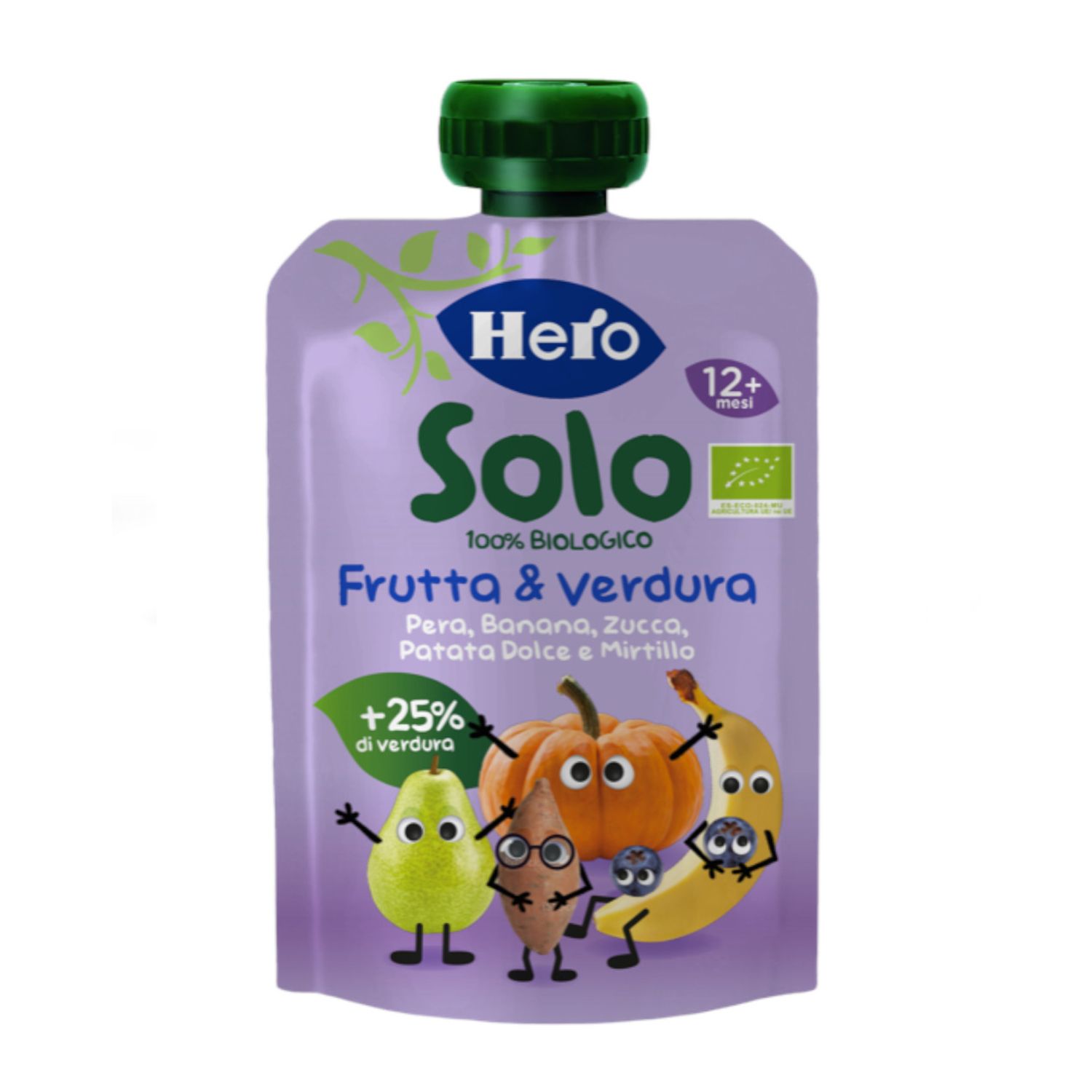 Hero solo pouch pera banana zucca patata dolce e mirtillo 100 gr - Hero