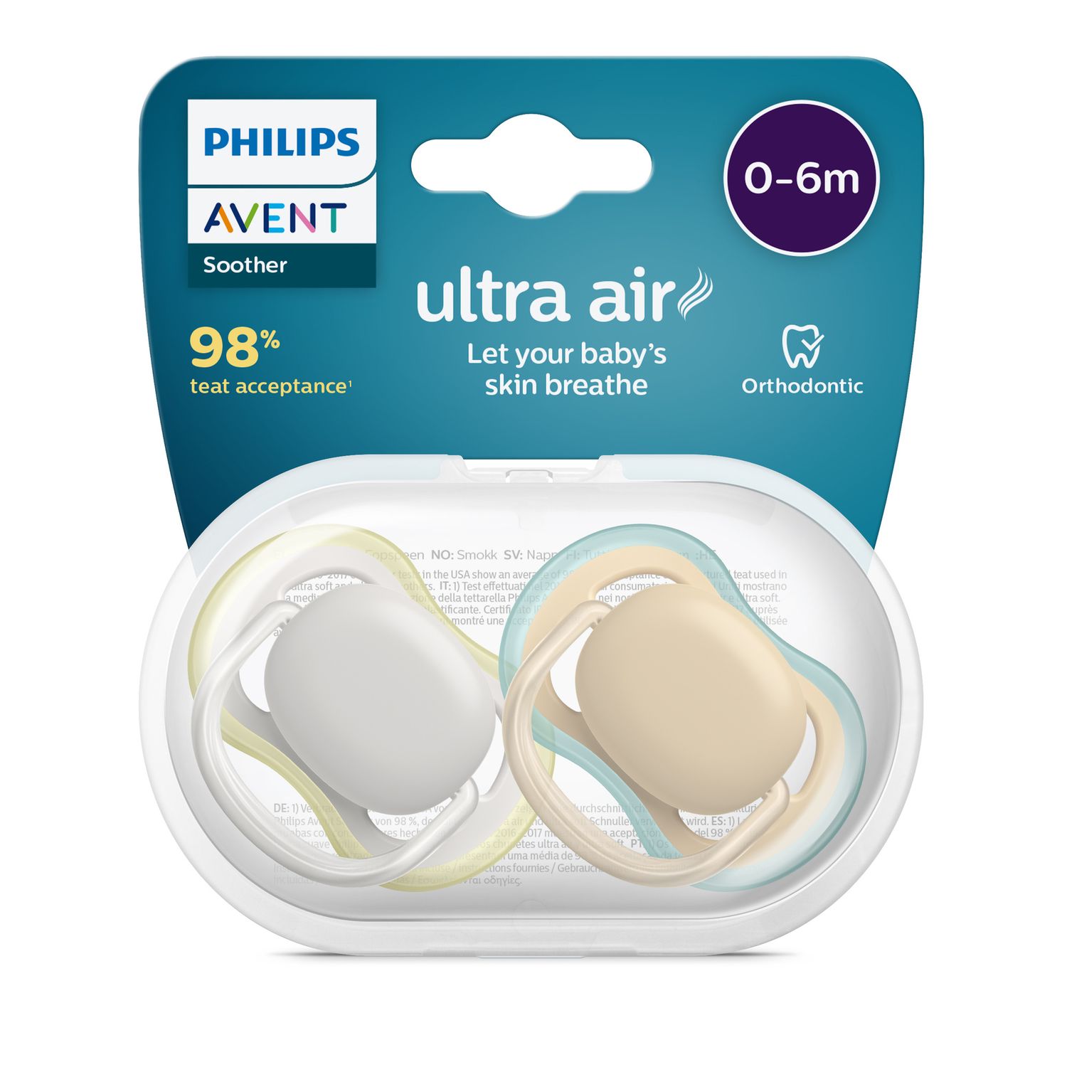 2 ciucci ultra air 0-6 mesi colore grigio/marrone - philips avent - Avent