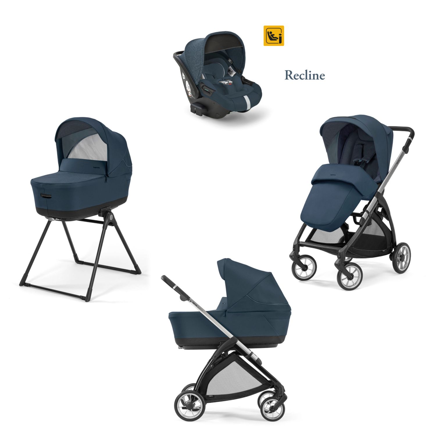 Electa system quattro darwin recline colore hudson blue telaio silver black - inglesina - Inglesina