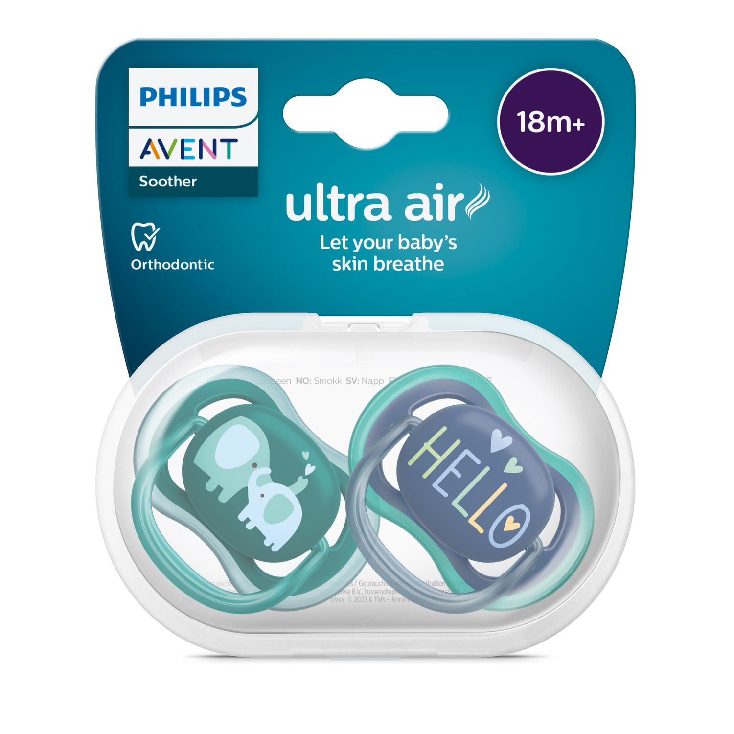 2 ciucci ultra air 18+ mesi colore verde/blu - philips avent - Avent