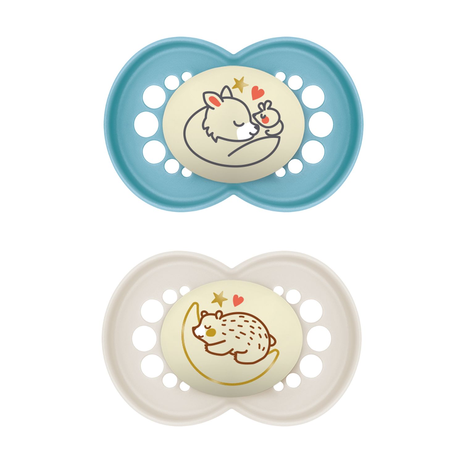 Succhietti original night 6+ silicone bio-circolare conf. doppia blu/grigio - mam - Mam