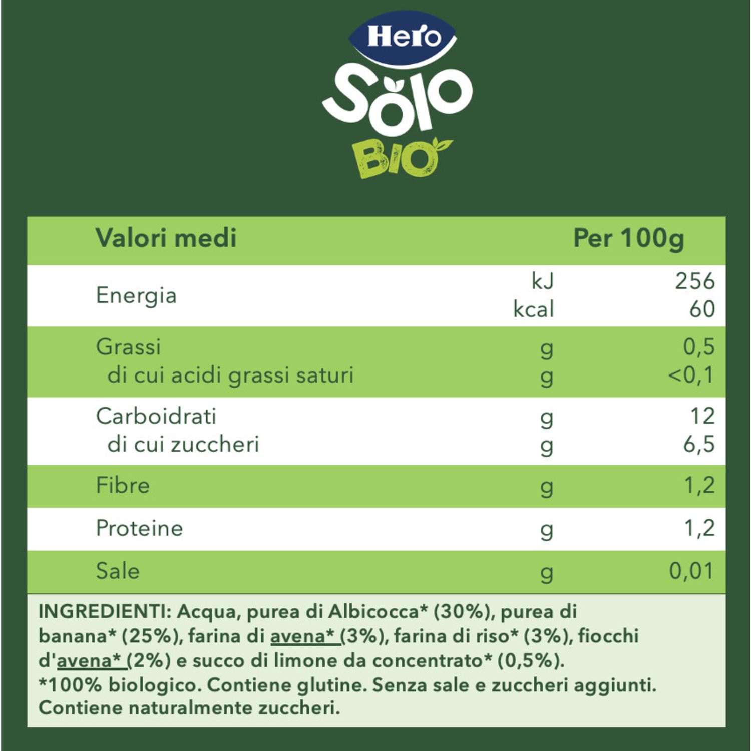 Pouch frutta & avena con albicocca banana e avena 100 gr - hero solo - Hero