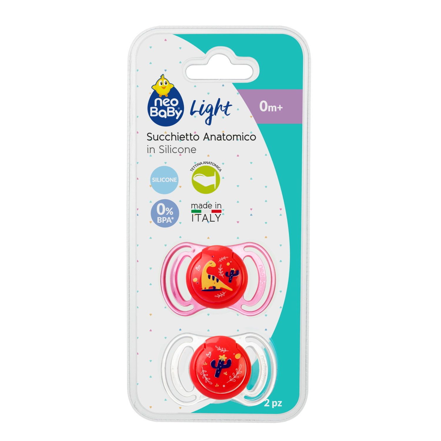 Neobaby  succhietto anatomico silicone mini 0m+ rosa 2pz - Neo Baby