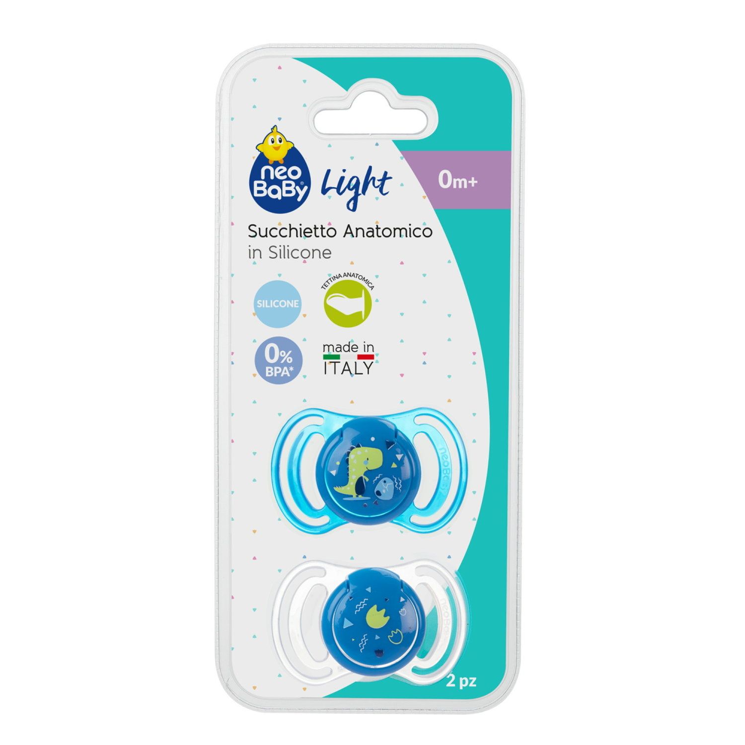 Neobaby  succhietto anatomico silicone mini 0m+ blu 2pz - Neo Baby