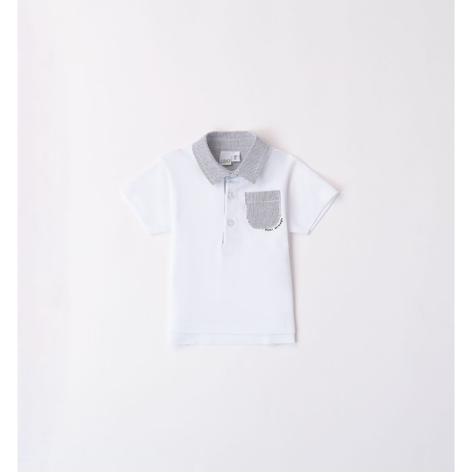 Ido polo mc bianca dettagli rigati blu - IDO