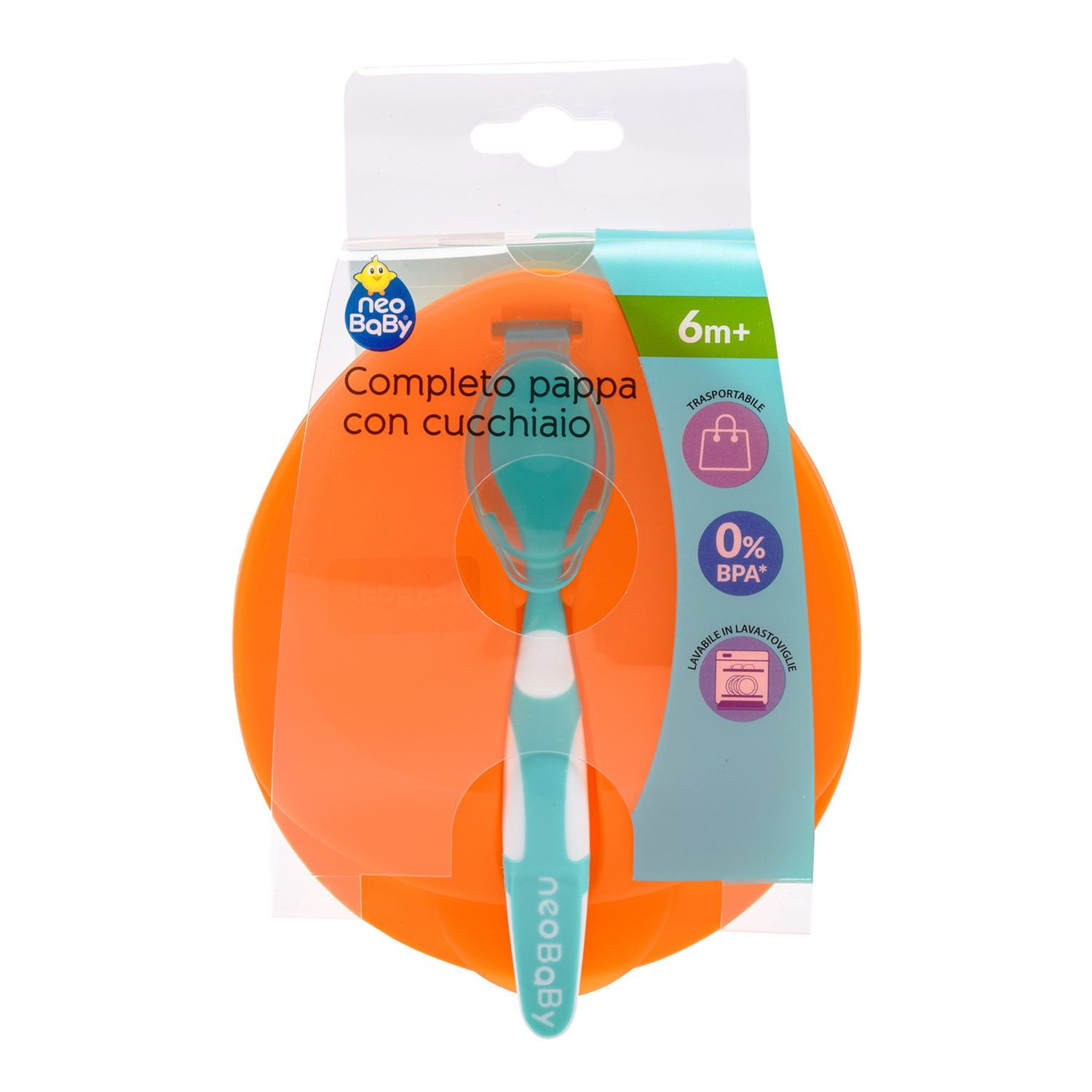 Neobaby  set pappa con cucchiaio 6m + - colori assortiti - - Neo Baby