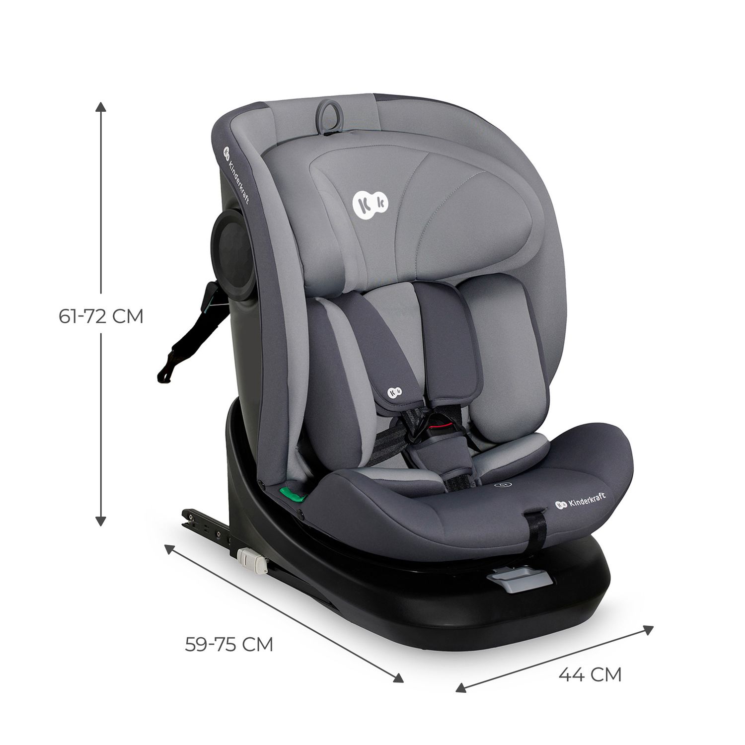 Kinderkraft seggiolino auto i-grow i-size grey 40-150cm con base girevole - KinderKraft