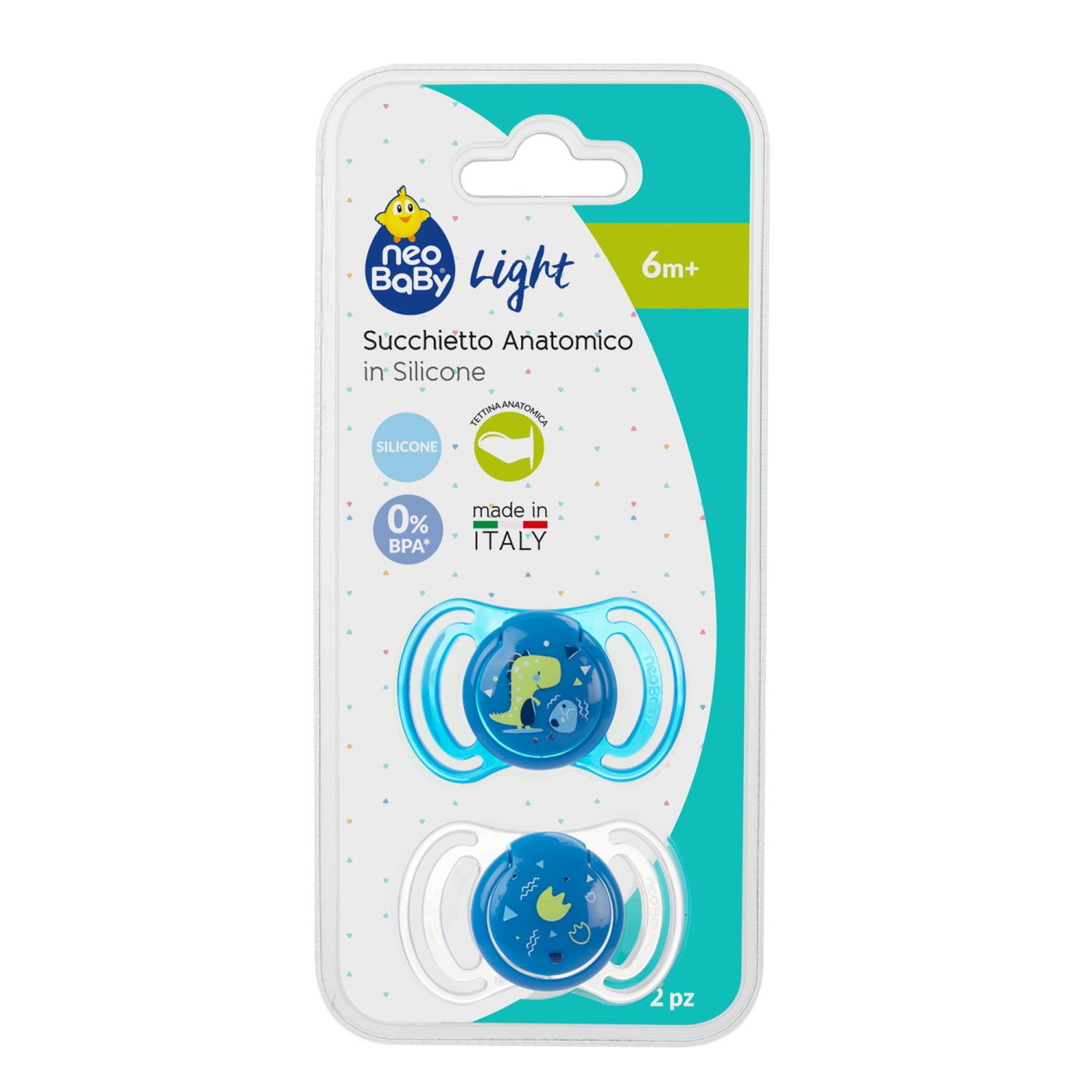 Neobaby  succhietto anatomico silicone medio 6m+ blu 2pz - Neo Baby