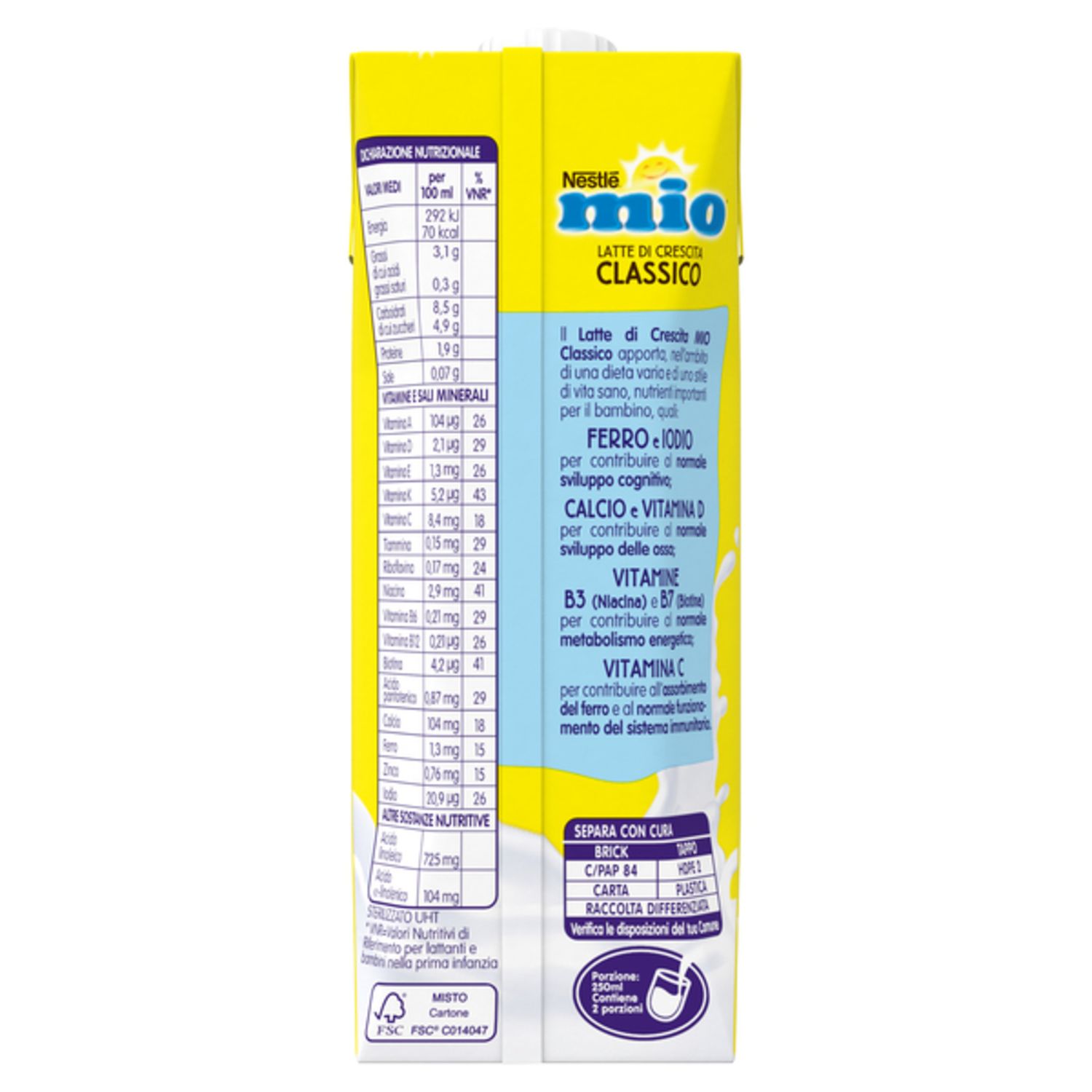 Nestlé latte di crescita mio classico 500 ml - Nestlé