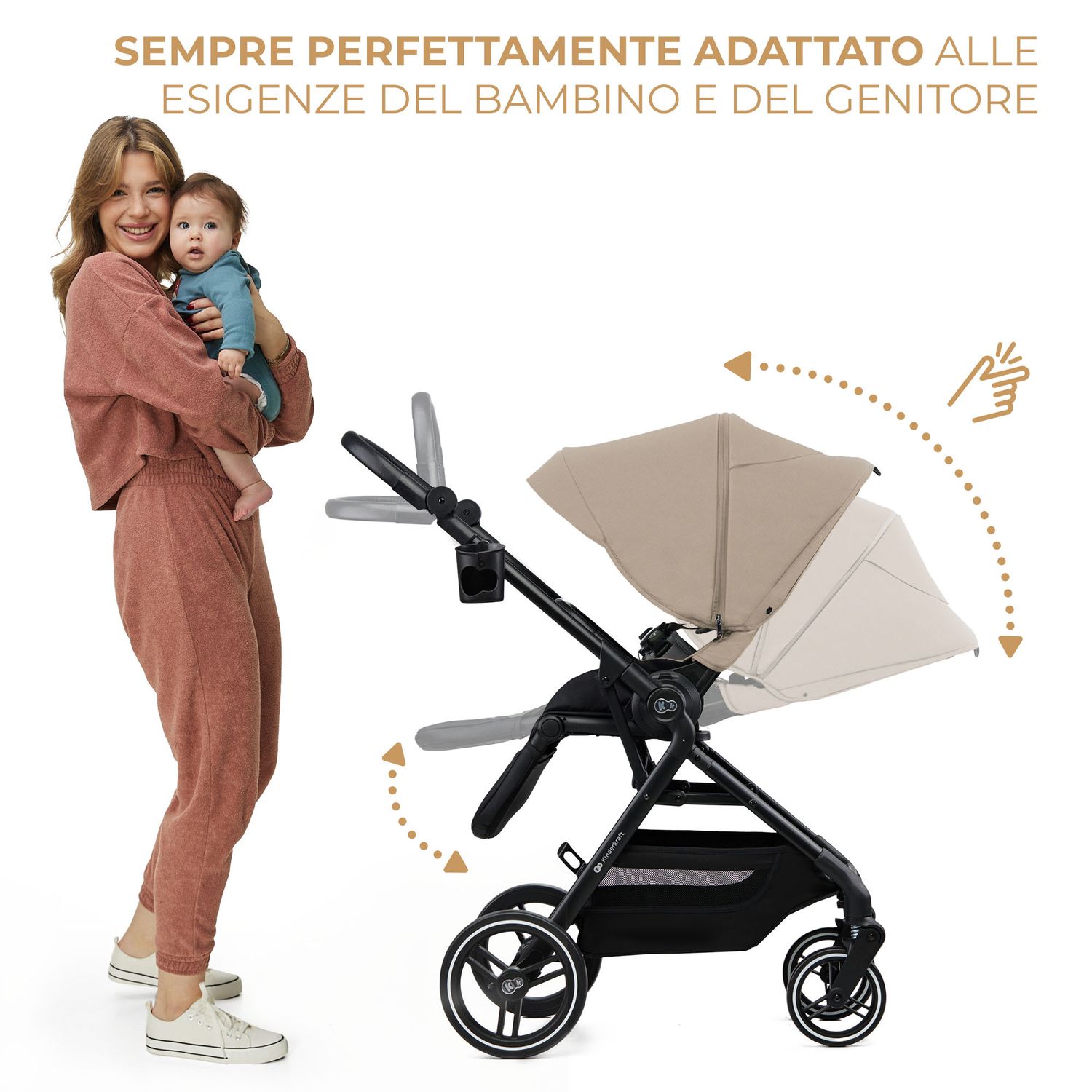 Kinderkraft passeggino 2in1 yoxi beige - KinderKraft