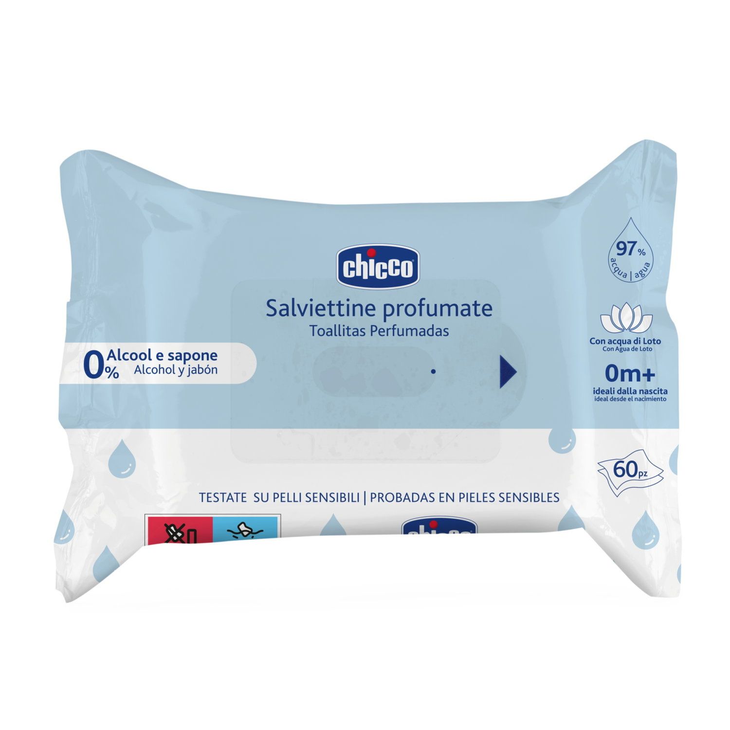 Chicco salviettine profumate senza flip cover 60 pz - Chicco