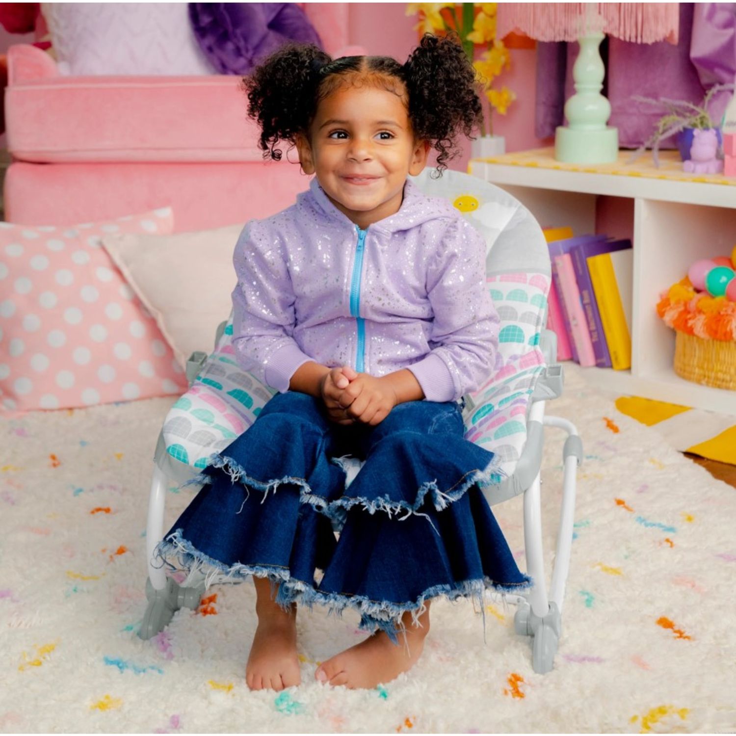 Bright starts rosy rainbow infant to toddler rocker - Bright Starts