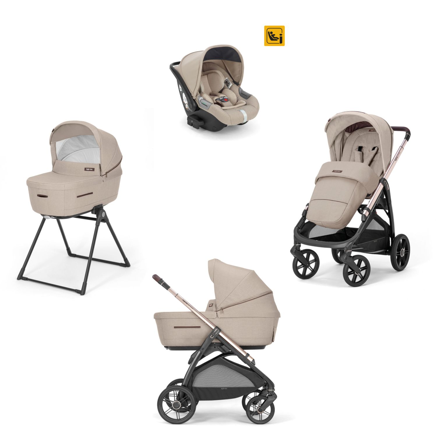 Aptica system quattro darwin infant colore pashmina beige telaio palladio black – inglesina - Inglesina