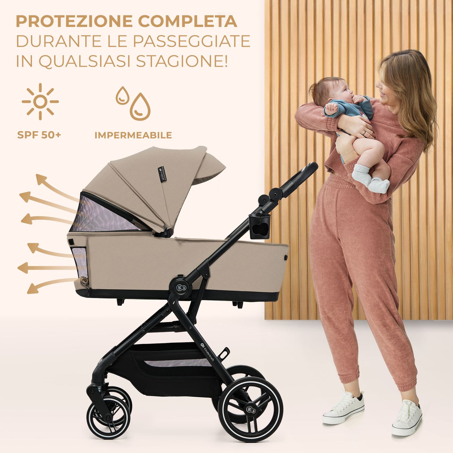 Kinderkraft passeggino 2in1 yoxi beige - KinderKraft