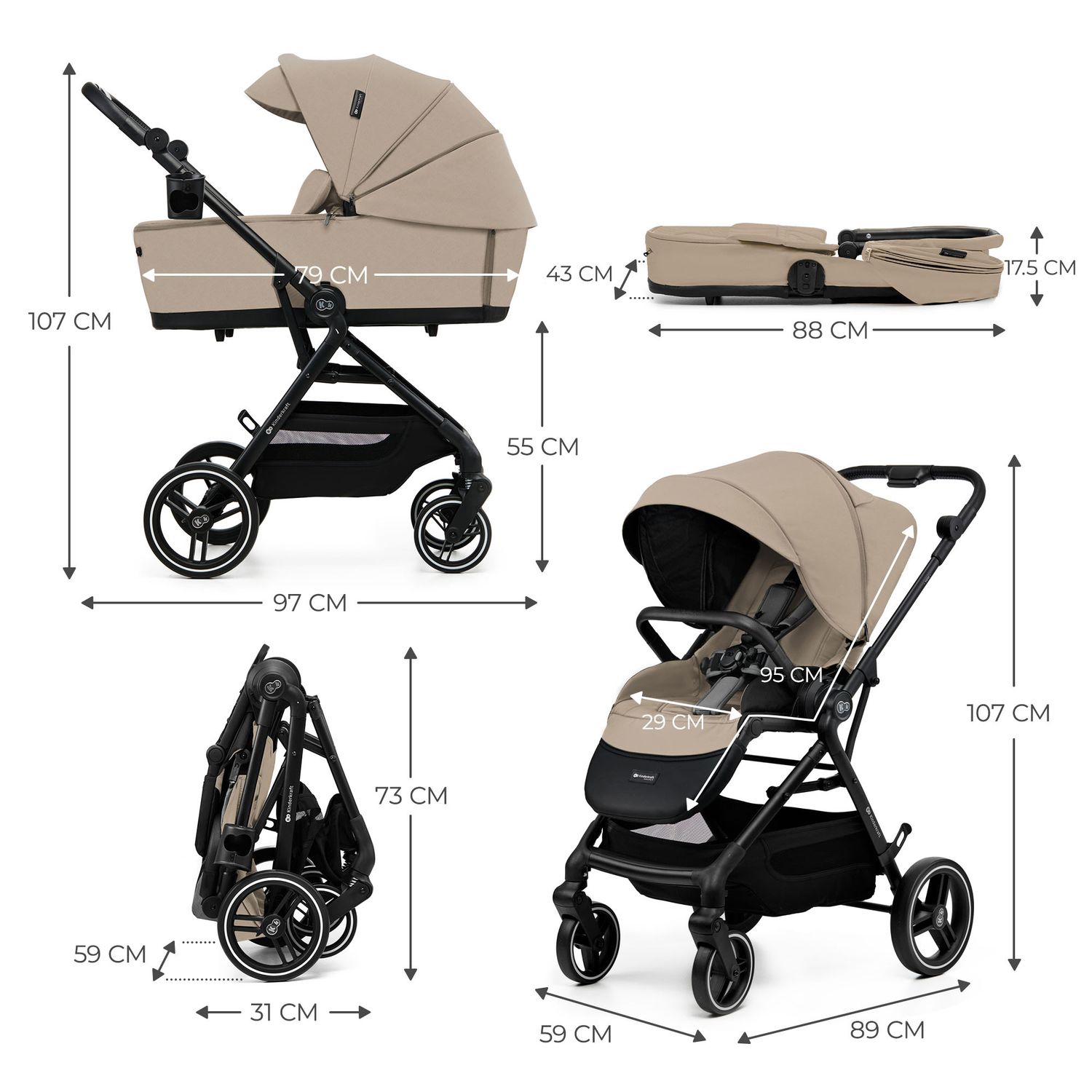 Kinderkraft passeggino 2in1 yoxi beige - KinderKraft