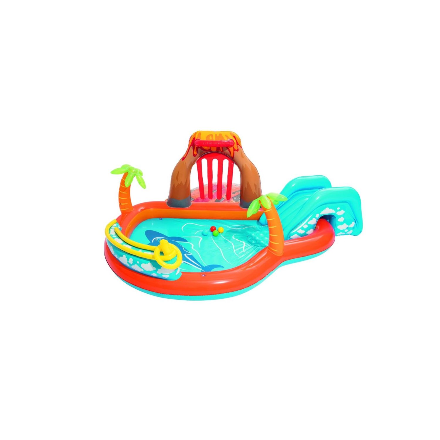Bestway play center vulcano 265x265x104 cm: scivolo, spruzzo, anello e palline - Bestway