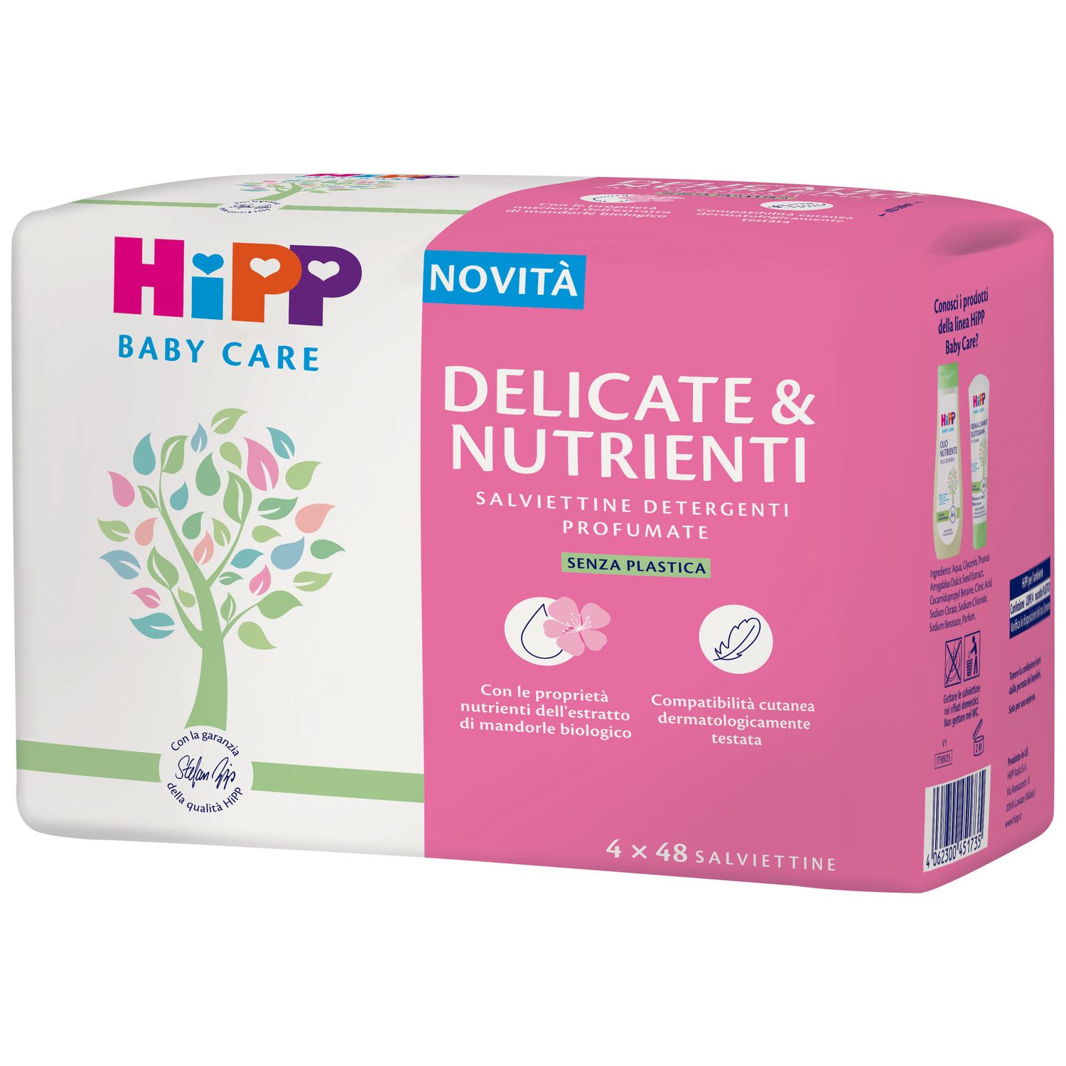 Hipp baby care salviettine delicate &amp; nutrienti 4x48 - Hipp