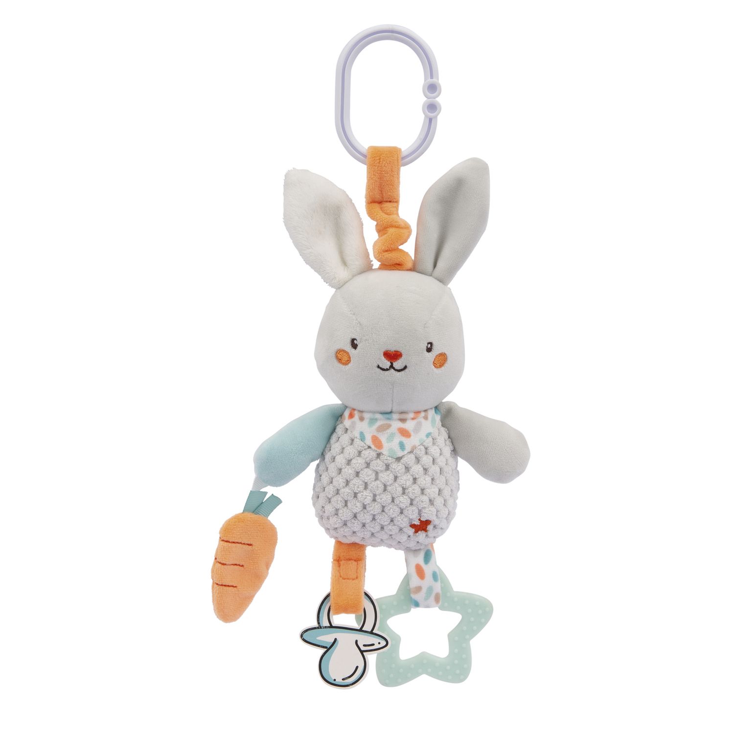 Sonaglino multiattività renè: il coniglietto con accessori sensoriali - 0m+ - baby smile - Baby Smile