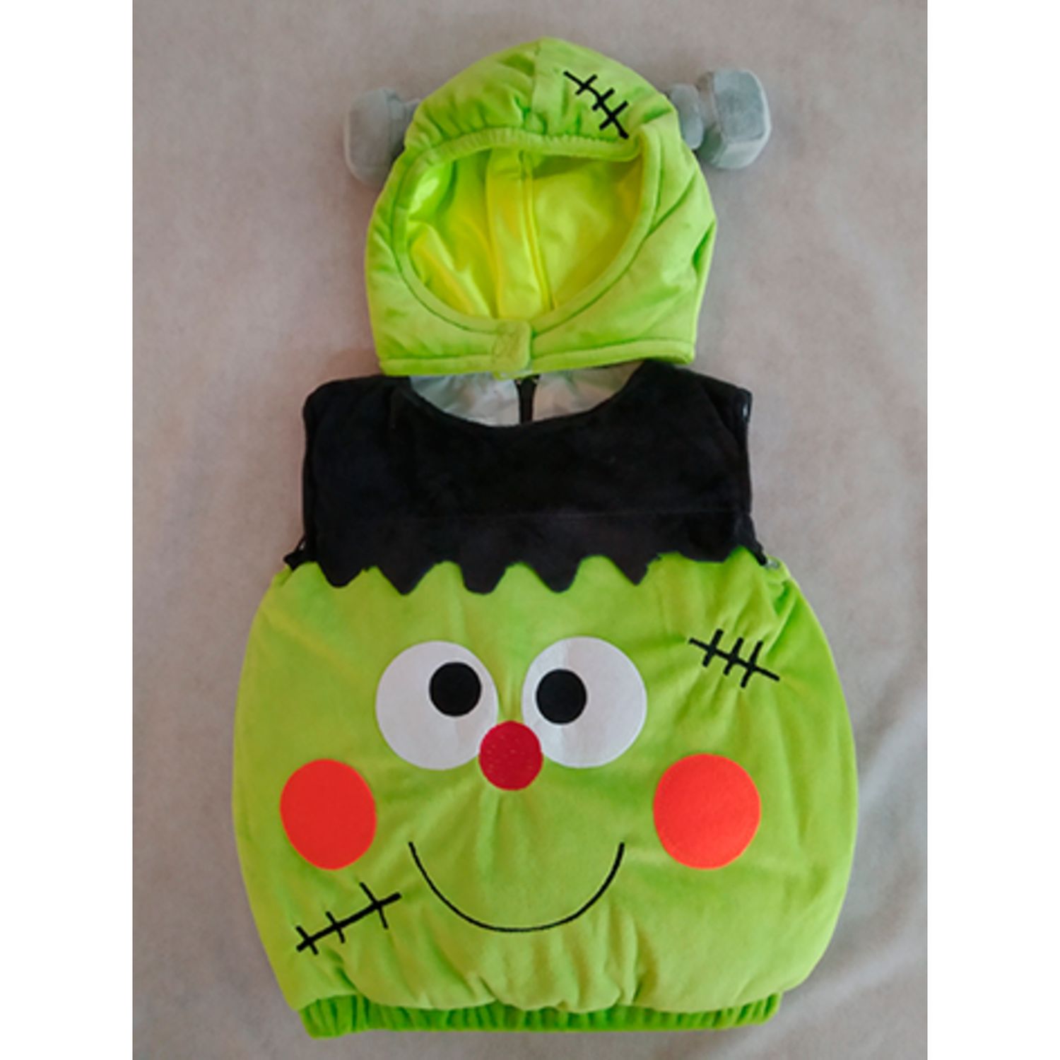 Costume halloween mostriciattolo baby 6-12 mesi - tutina morbida con cappuccio e dettagli mostruosi - No brand