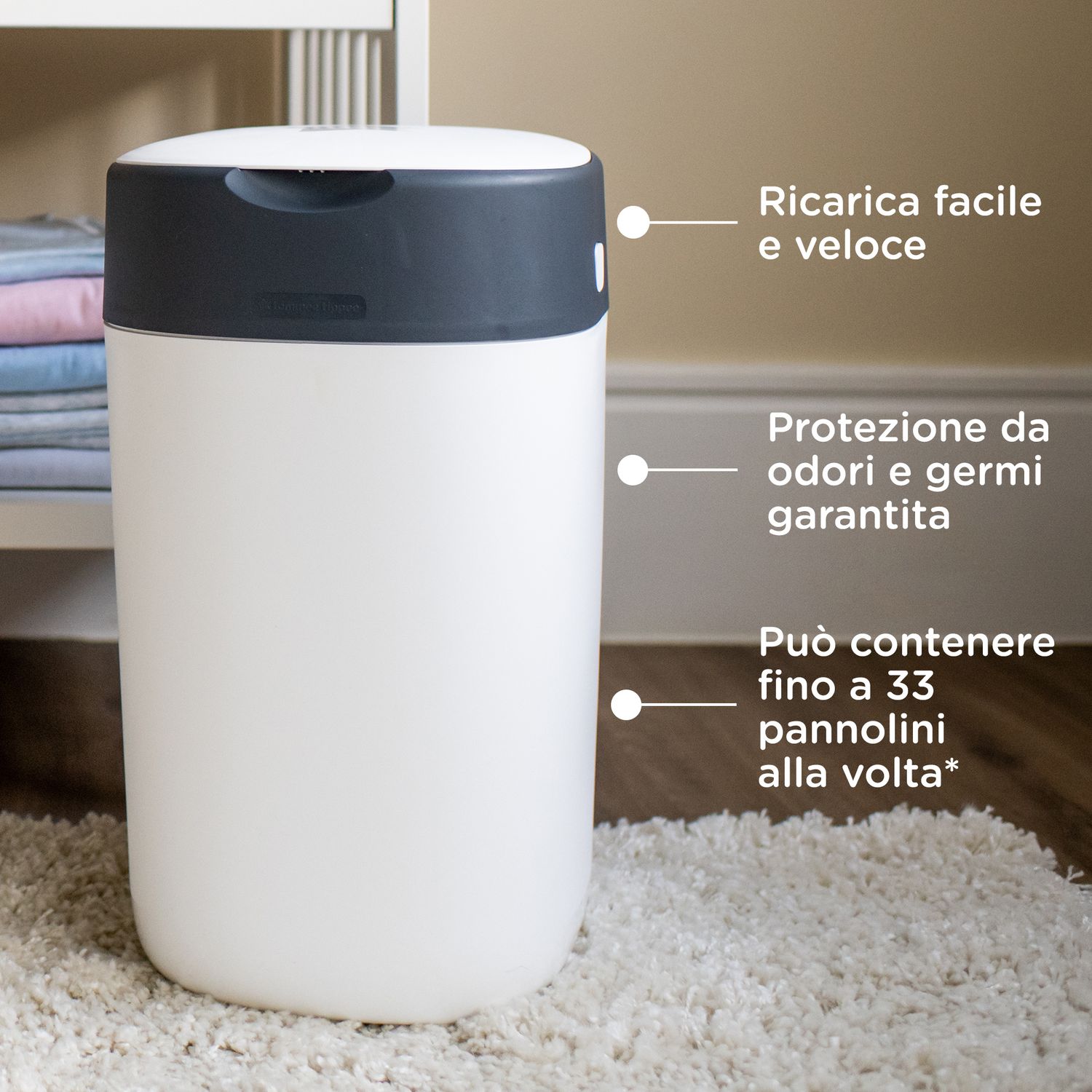 Tommee tippee twist and click cestino per pannolini avanzato bianco - Sangenic