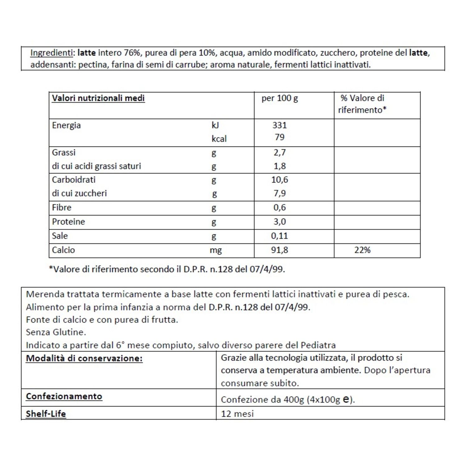 Humana merenda al latte pera 100gx4 - Humana