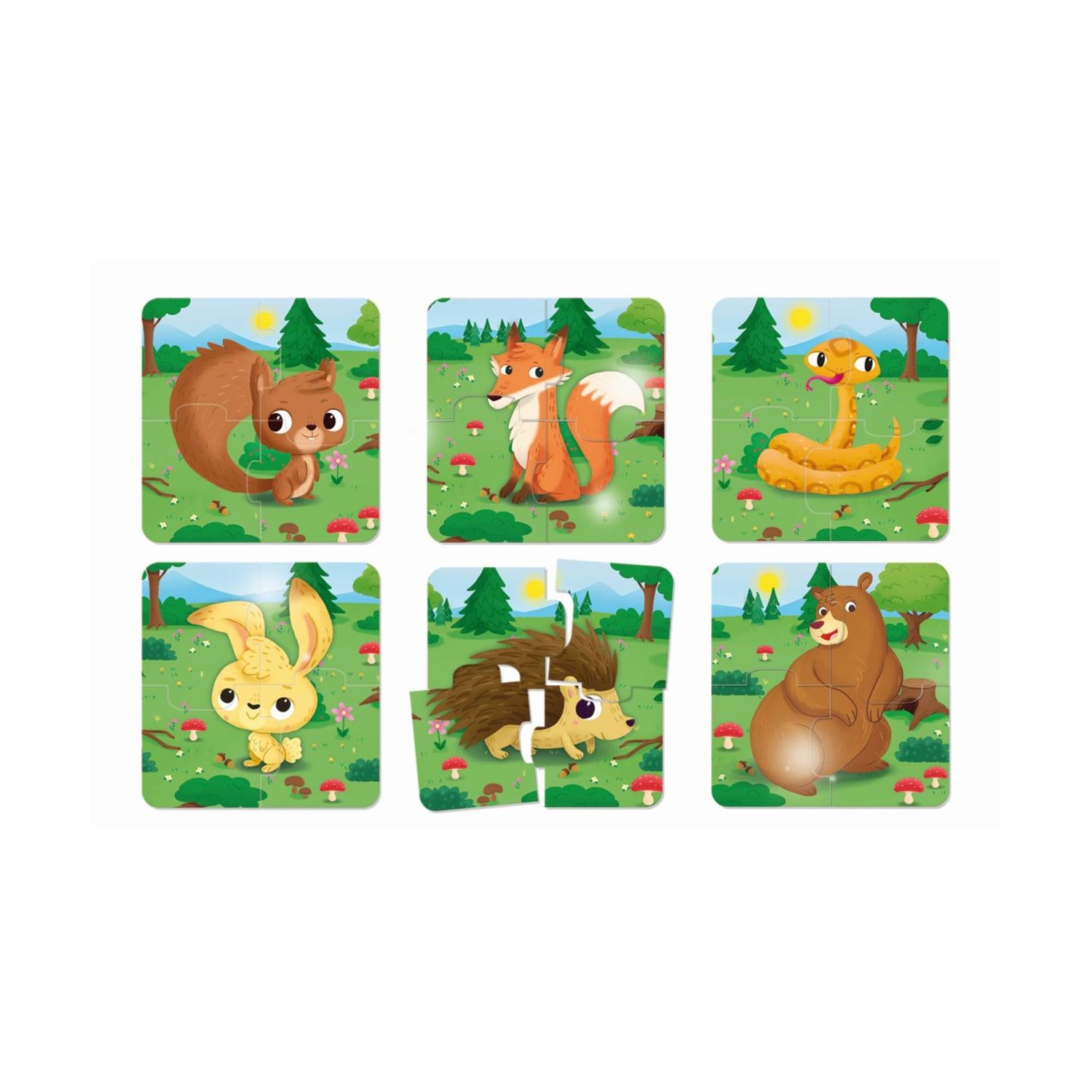Carotina baby puzzle il bosco - 6 puzzle animali in cartone per bambini - Lisciani