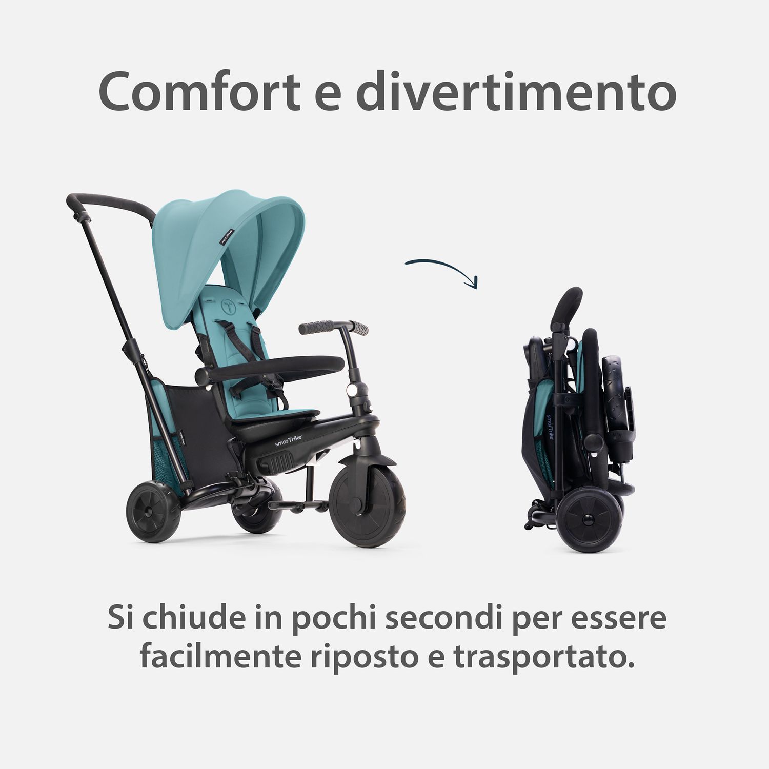 Triciclo str™3 plus - colore turchese - ideale per bambini da 10 mesi a 3 anni - stabilità e comfort - Smart Trike
