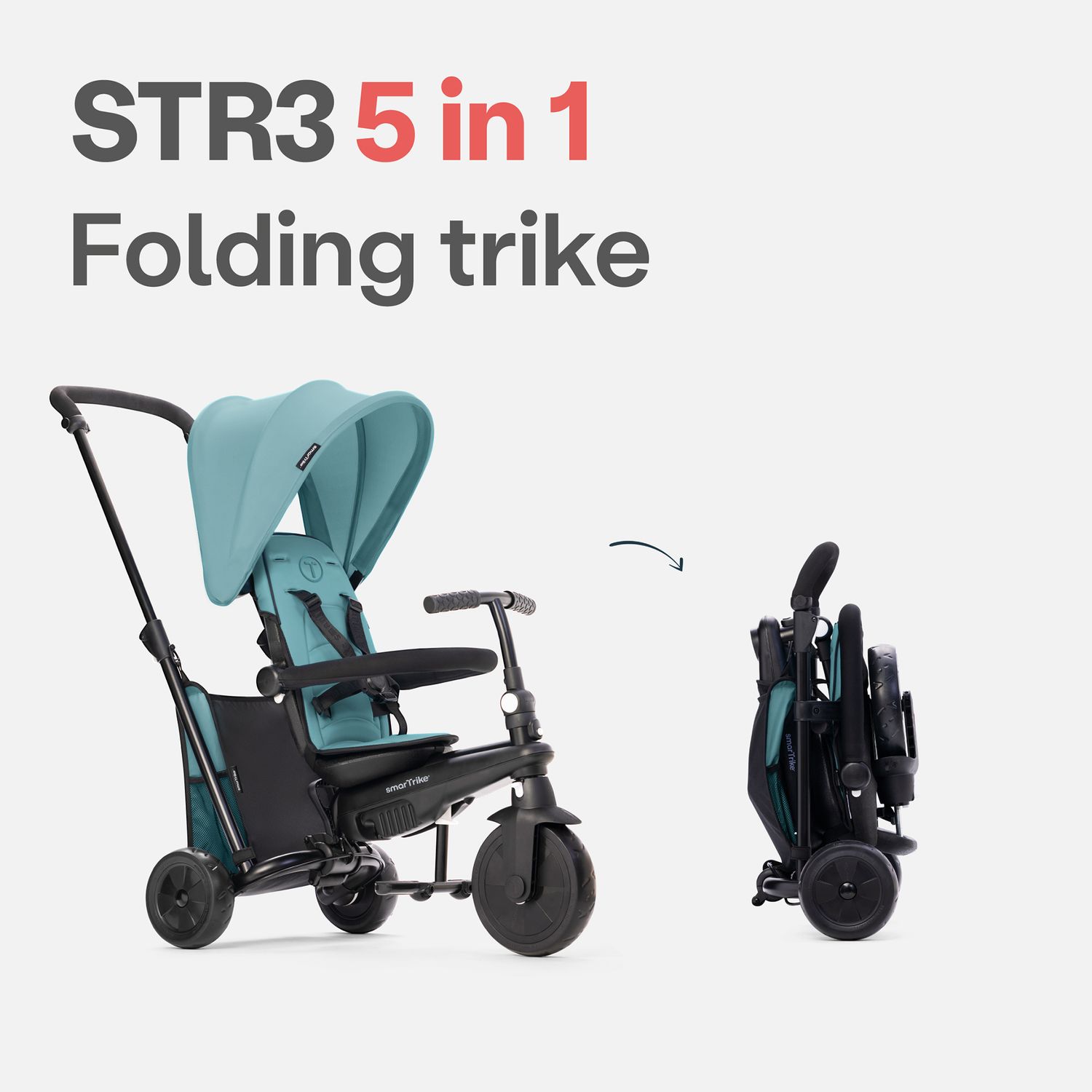 Triciclo str™3 plus - colore turchese - ideale per bambini da 10 mesi a 3 anni - stabilità e comfort - Smart Trike
