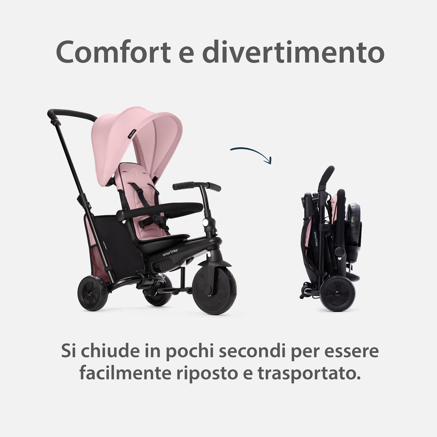 Triciclo str™3 plus - colore rosa - ideale per bambini da 10 mesi a 3 anni - stabilità e comfort - Smart Trike