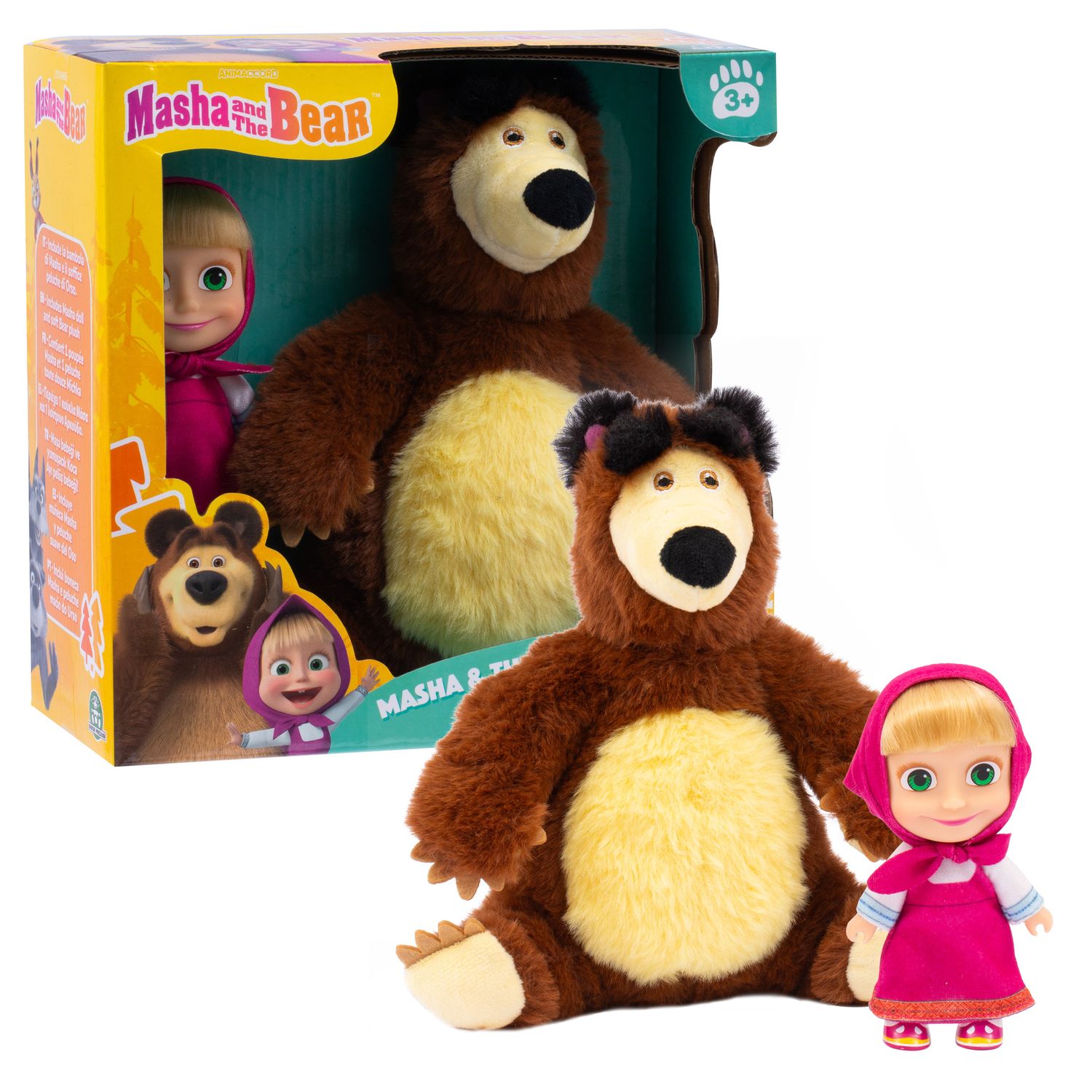 Set bambola masha 12cm  e peluche orso 20cm - masha e orso - 3+ - MASHA &amp; ORSO