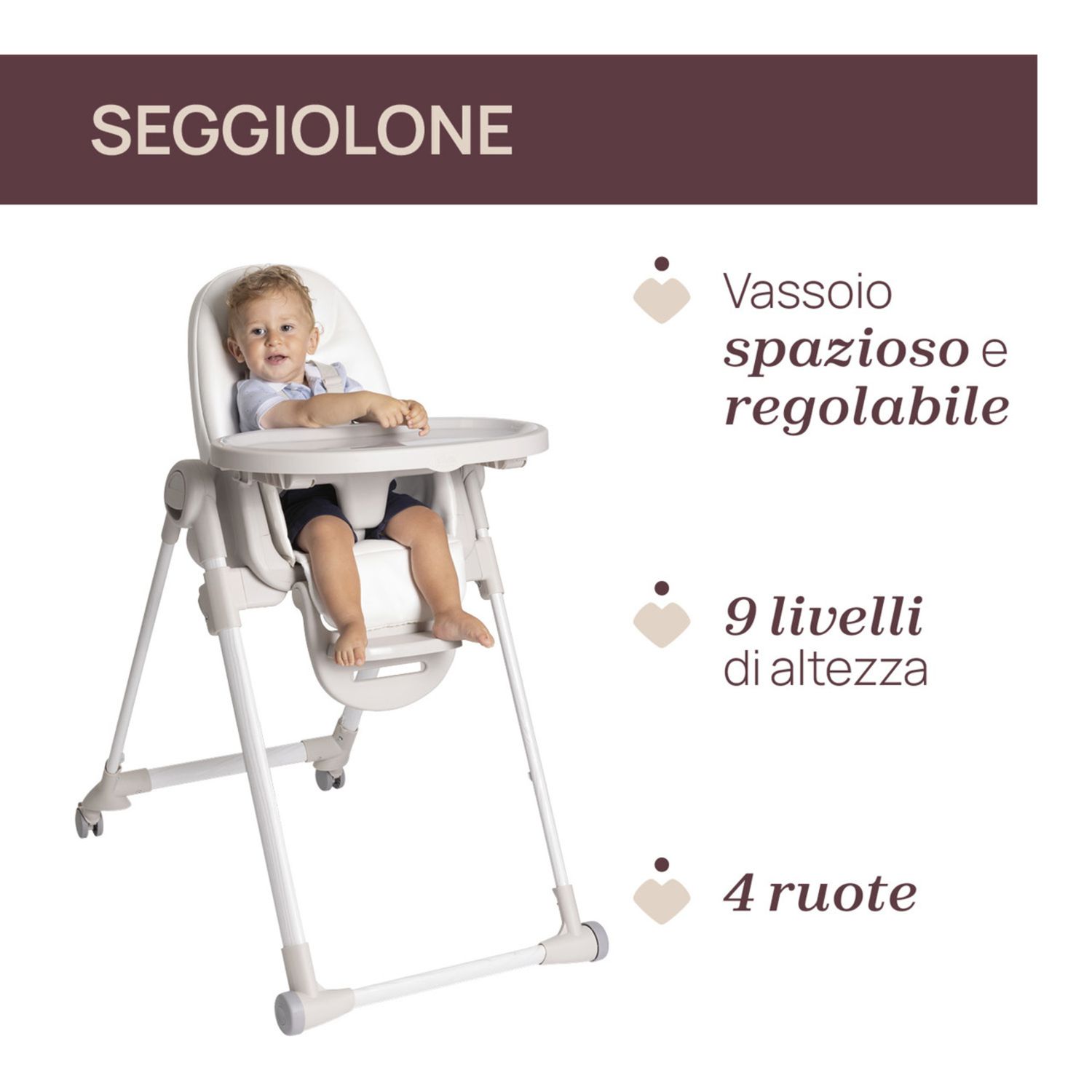 Seggiolone polly armonia motherpearl - chicco - Chicco