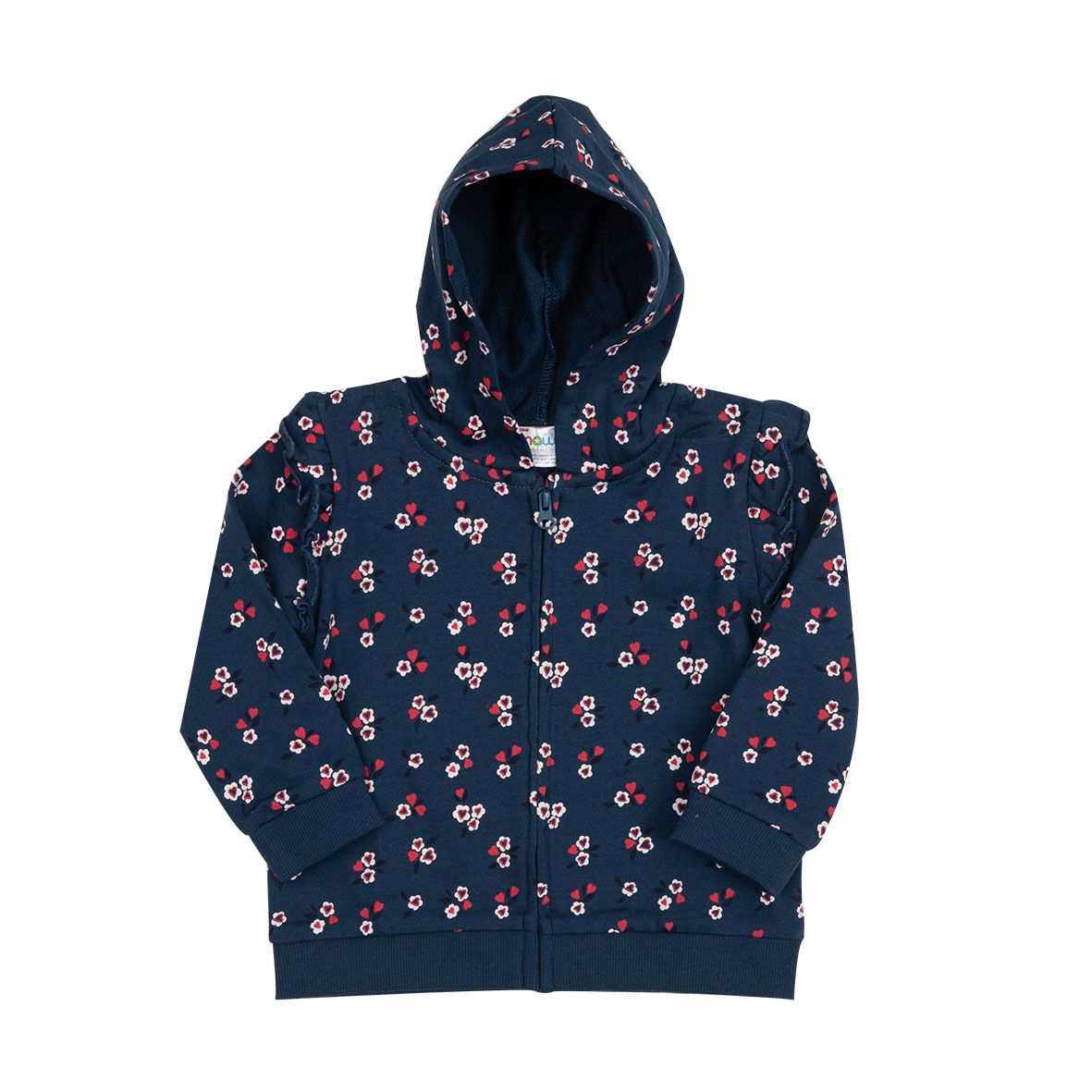 Felpa blu bimba con cappuccio allover - Mawi