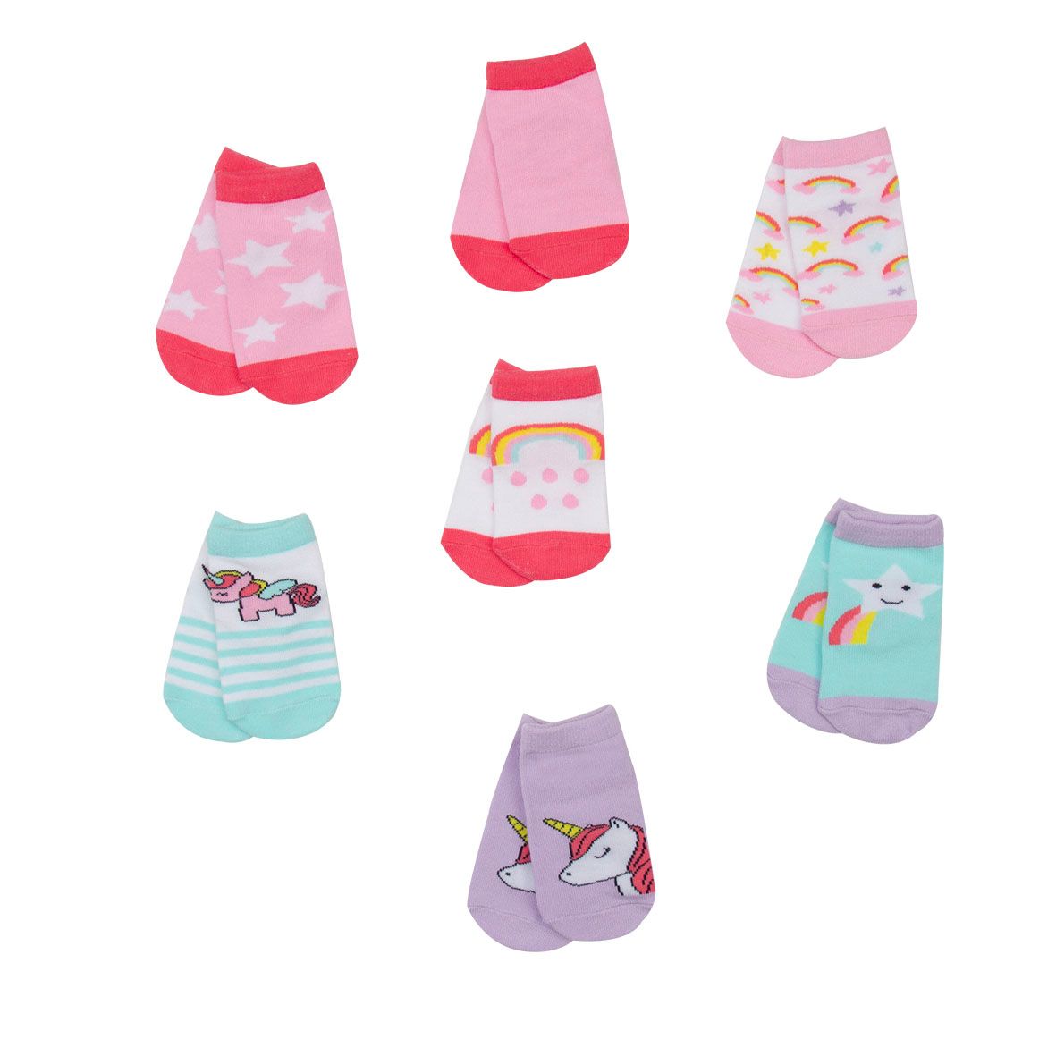 Pack sette paia di calze corte bimba multicolor stampate - Mawi