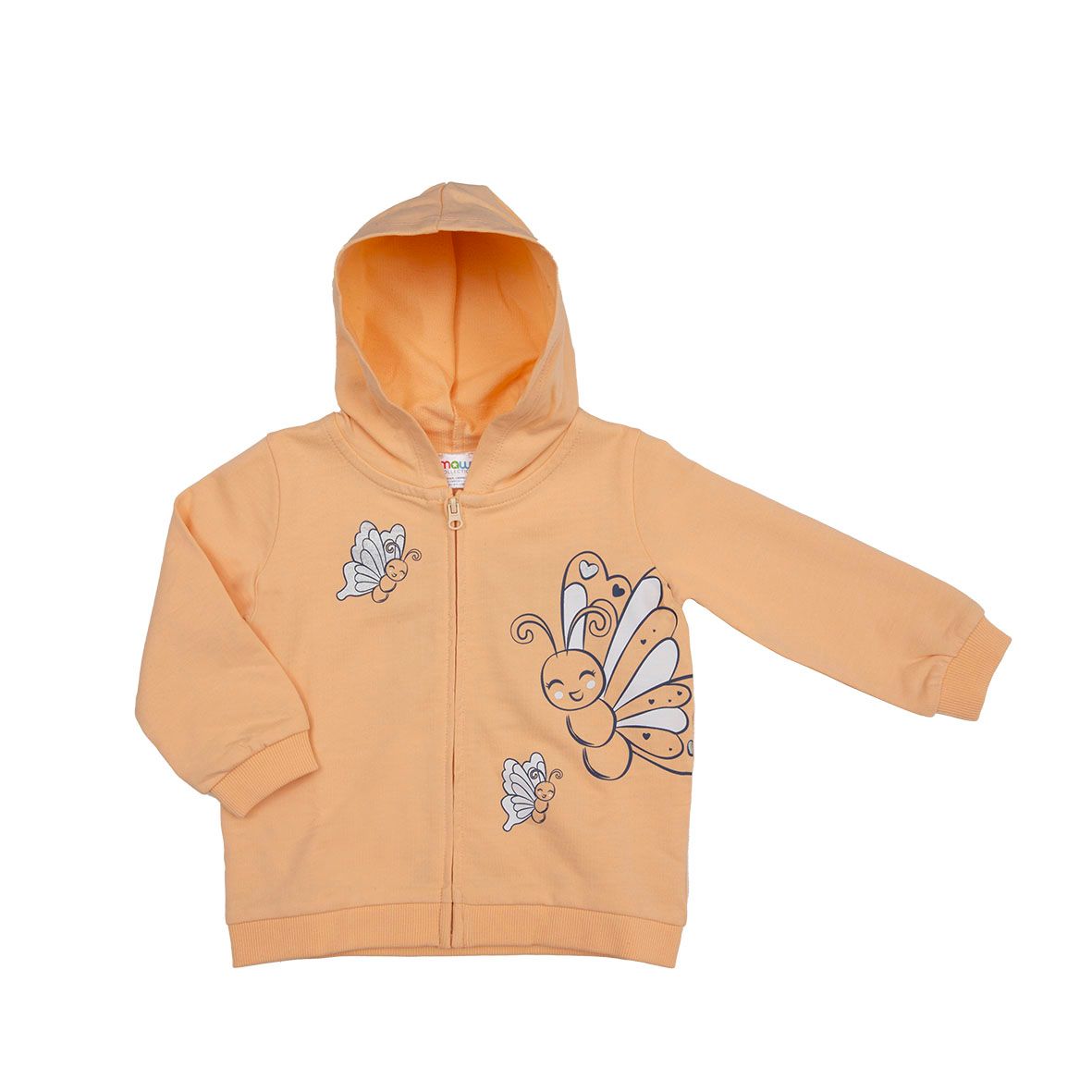Felpa con zip intera bimba arancione - Mawi