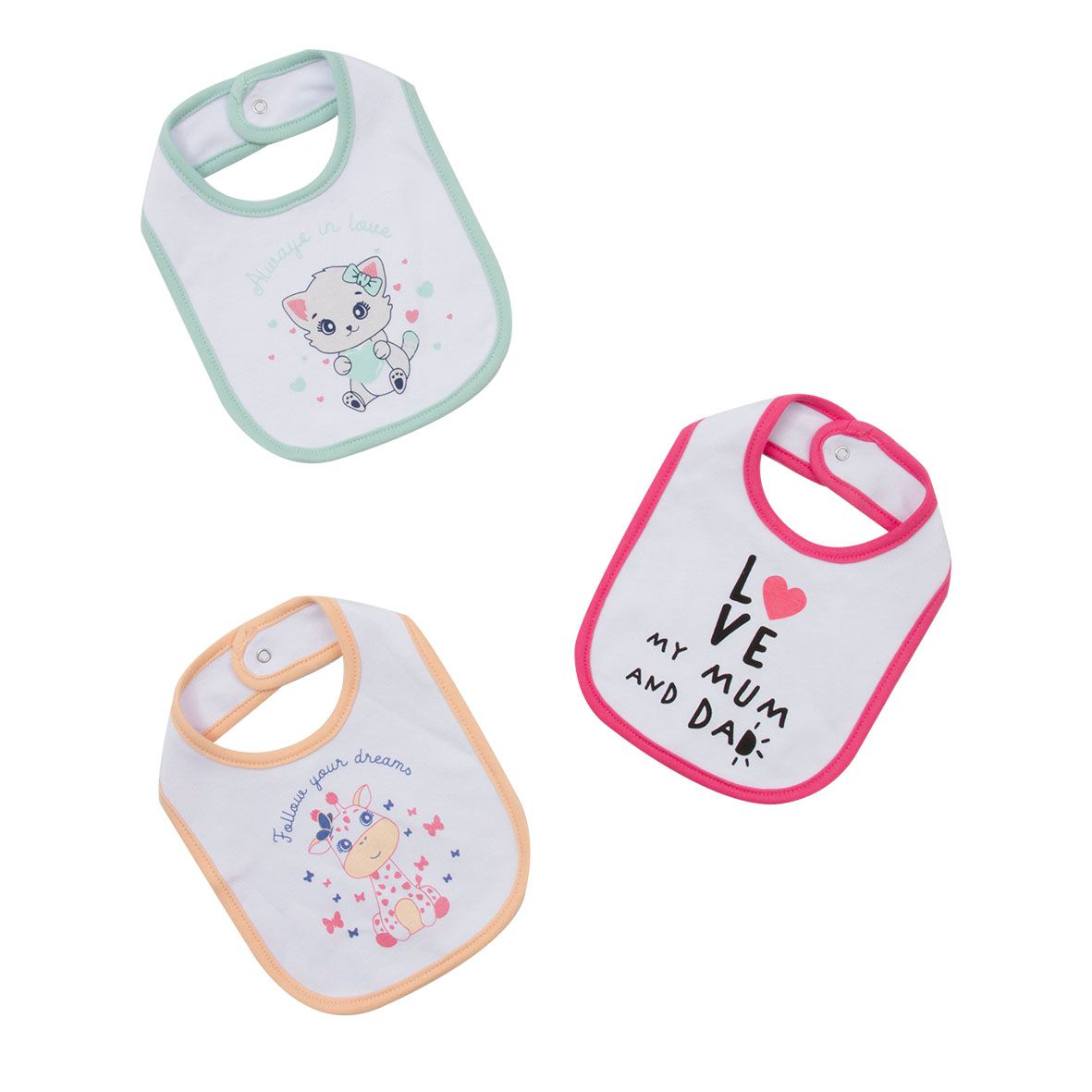 Pack 3 bavaglini bimba stampati - Mawi