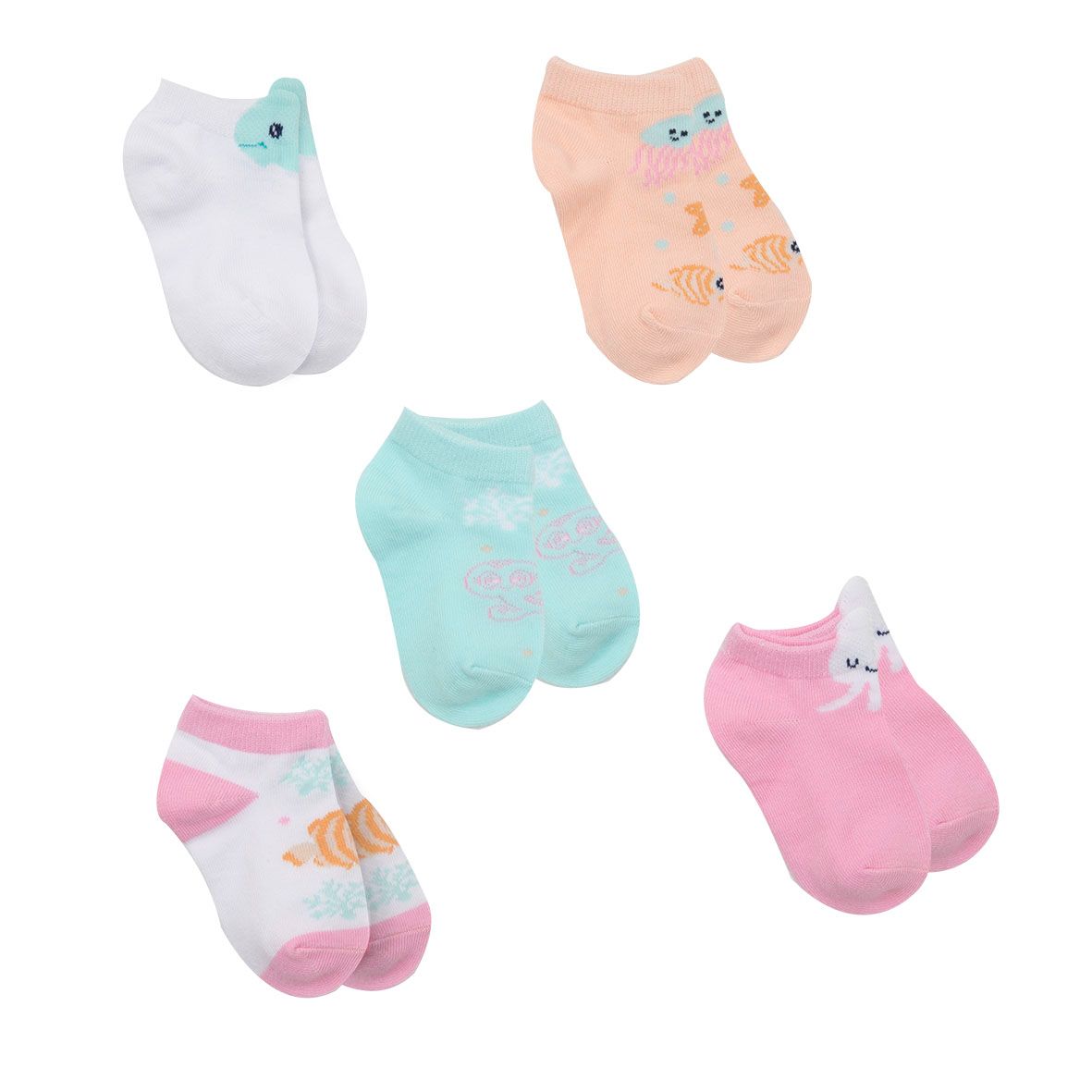 Pack 5 paia calzini bimba mondo marino - Mawi