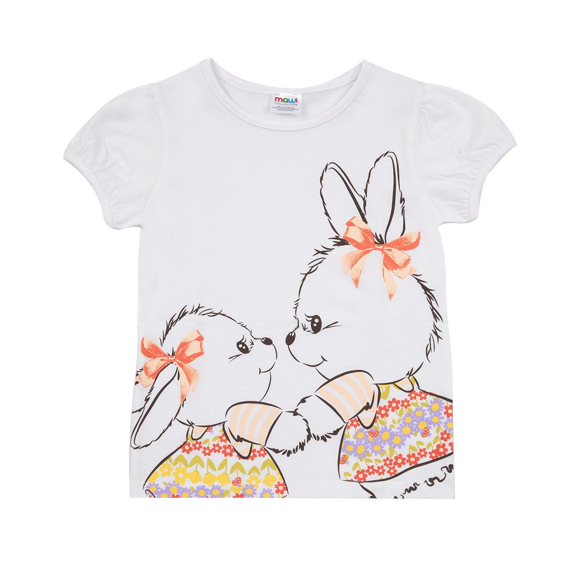 T-shirt jersey bimba bianca stampa animali - Mawi