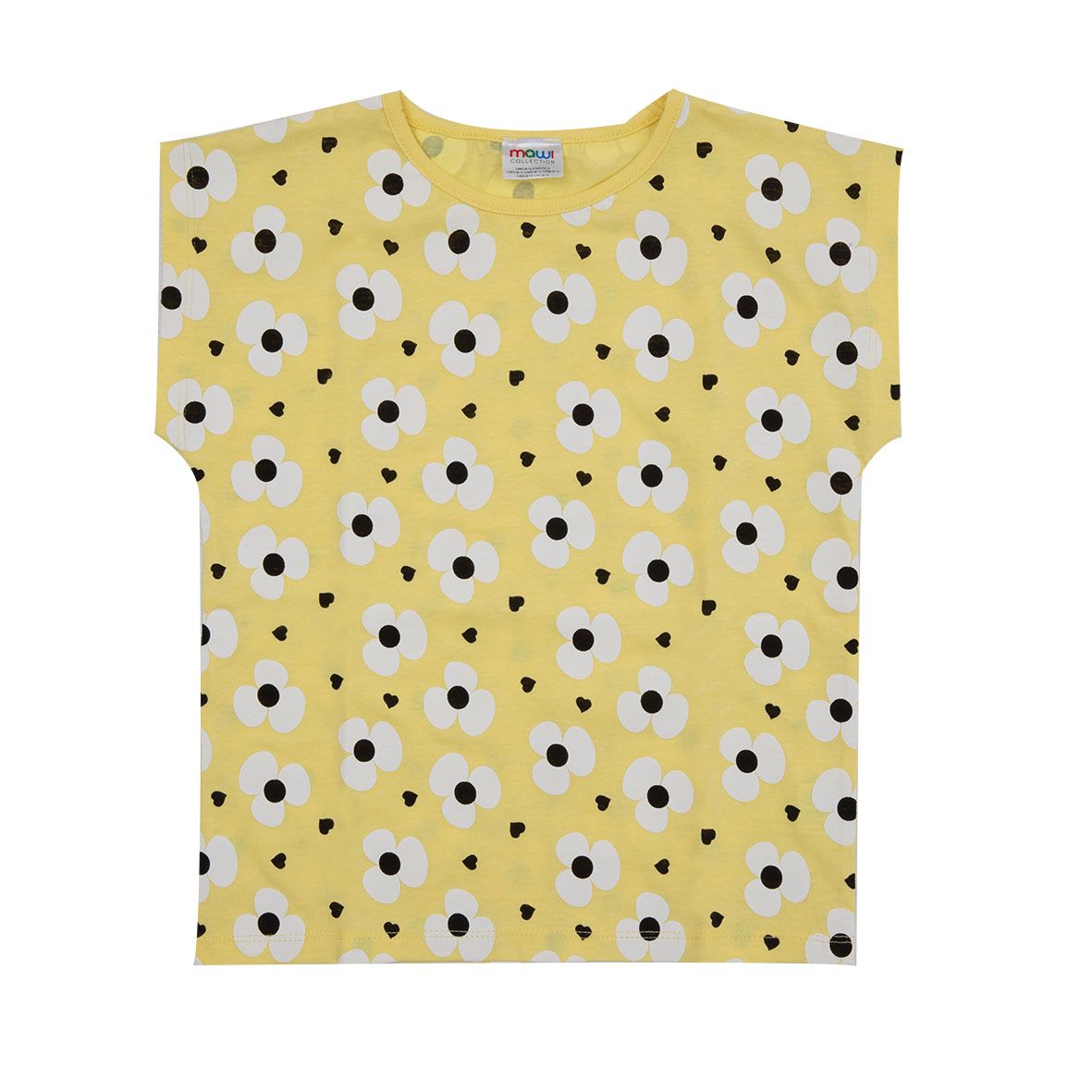 T-shirt giromanica bimba gialla con fiori - Mawi