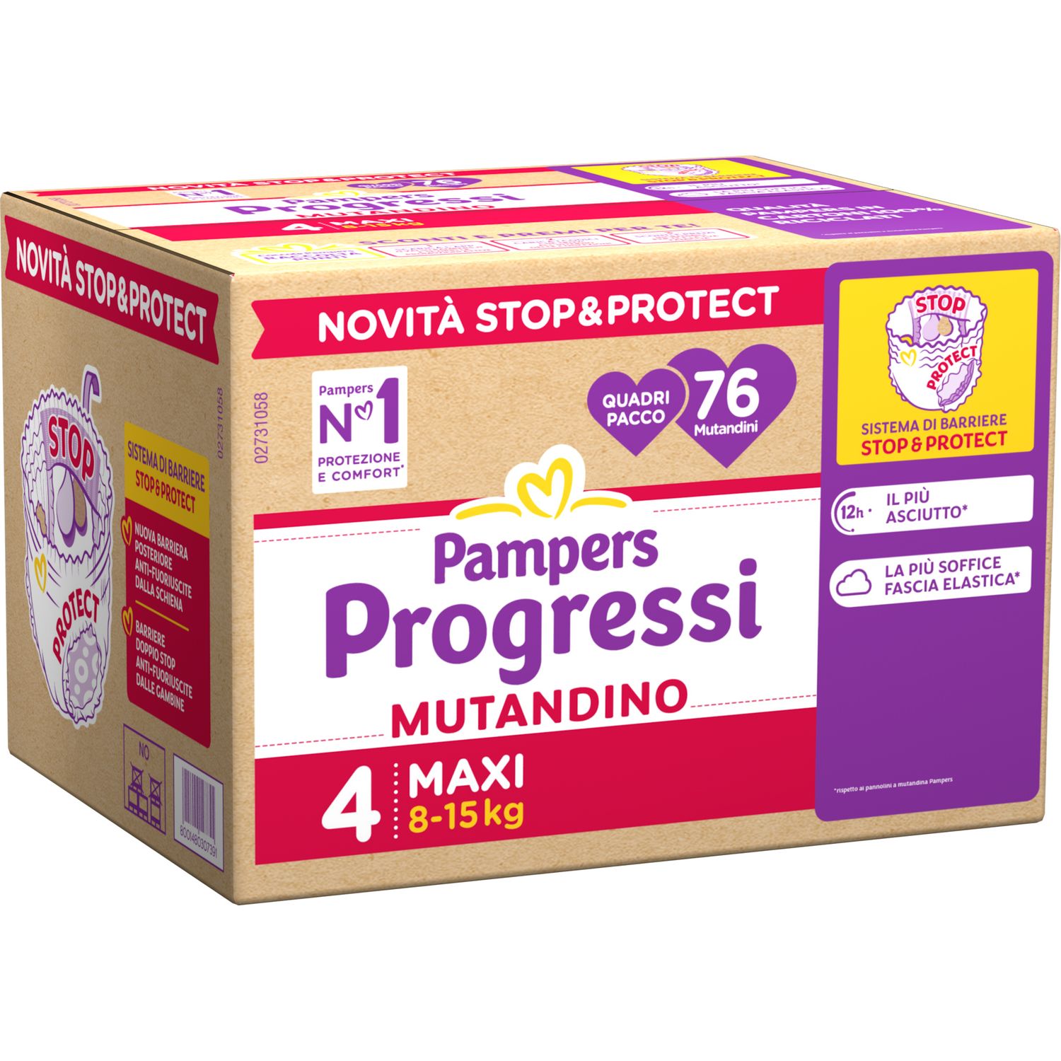 Progressi mutandino taglia 4 maxi quadri pacco x76 - pampers - Catalogo Pampers