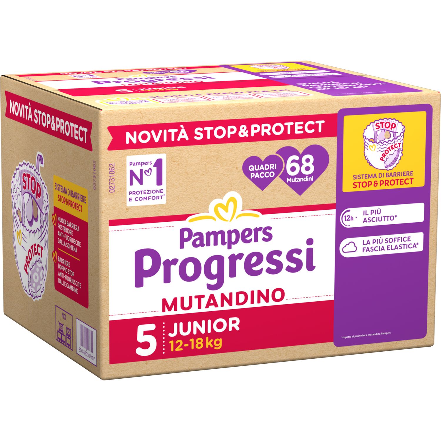 Progressi mutandino taglia 5 junior quadri pacco x68 - pampers - Catalogo Pampers