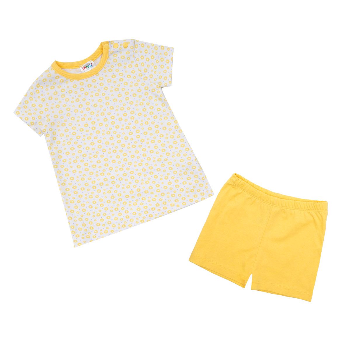 Pigiama estivo due pezzi bimba biano/giallo - Mawi