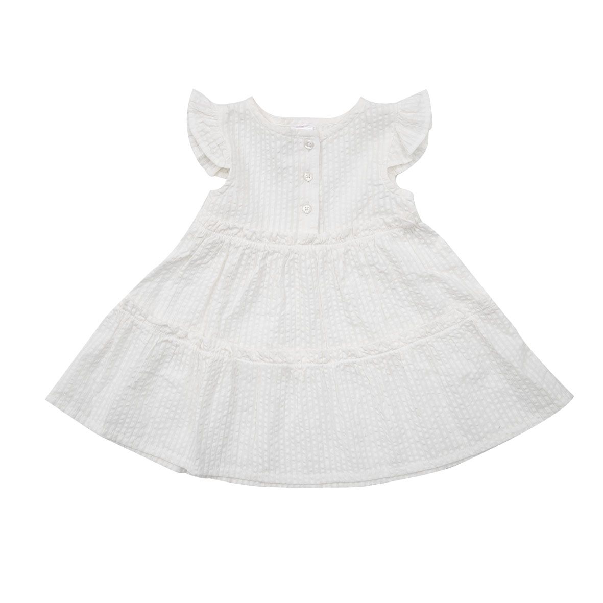 Abito a bottoni bimba giromanica bianco - Mawi