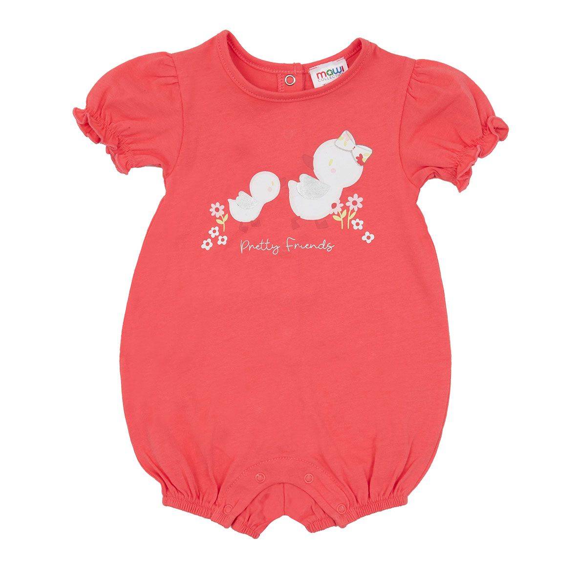 Tutina mezza manica pagliaccetto bimba corallo - Mawi