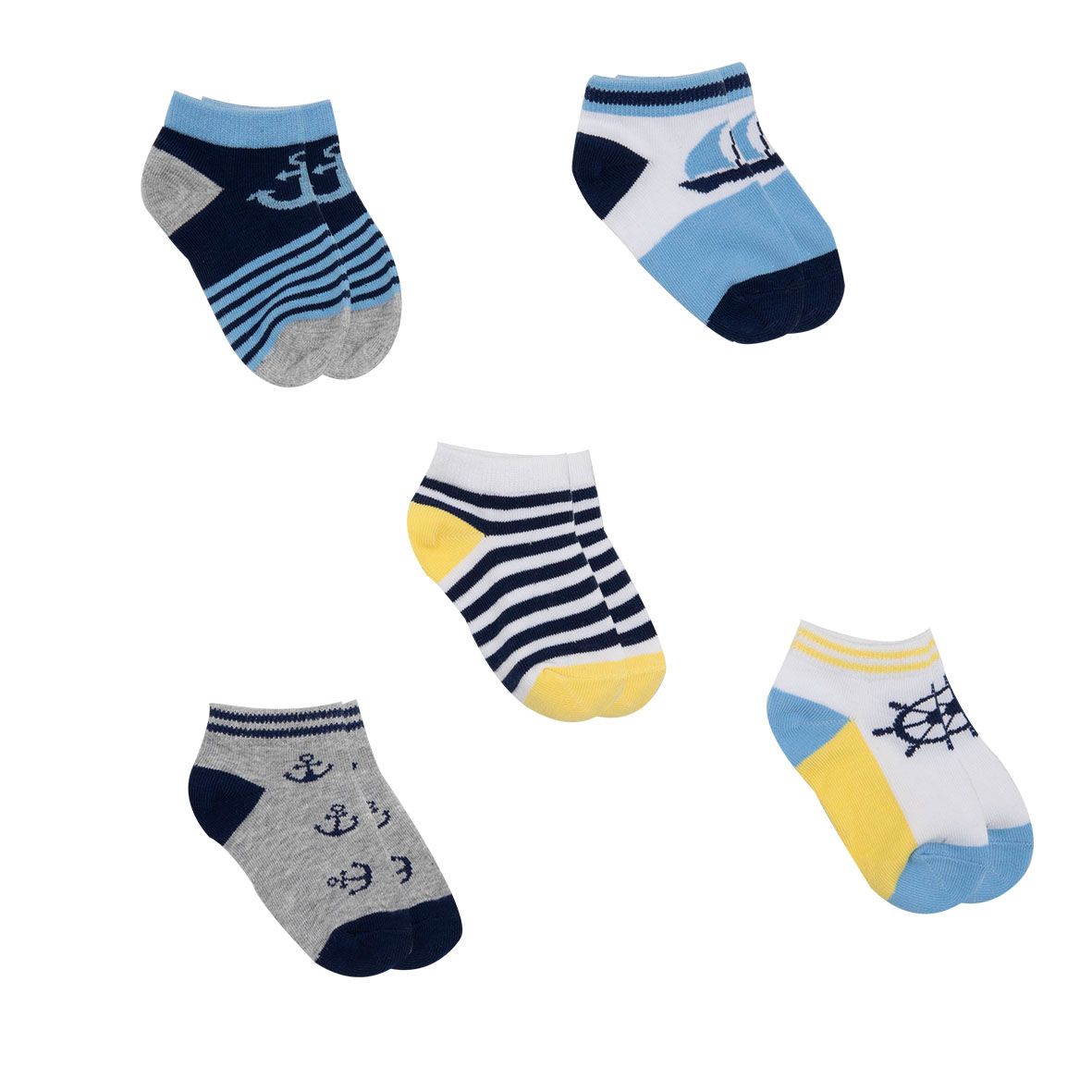 Pack 5 paia calzini bimbo blu/gialli - Mawi